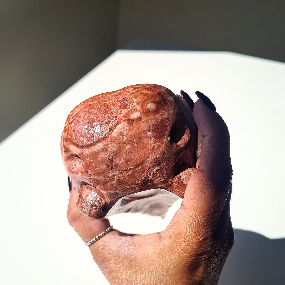 Mystic Picture Jasper Raven Skull | 13 cm