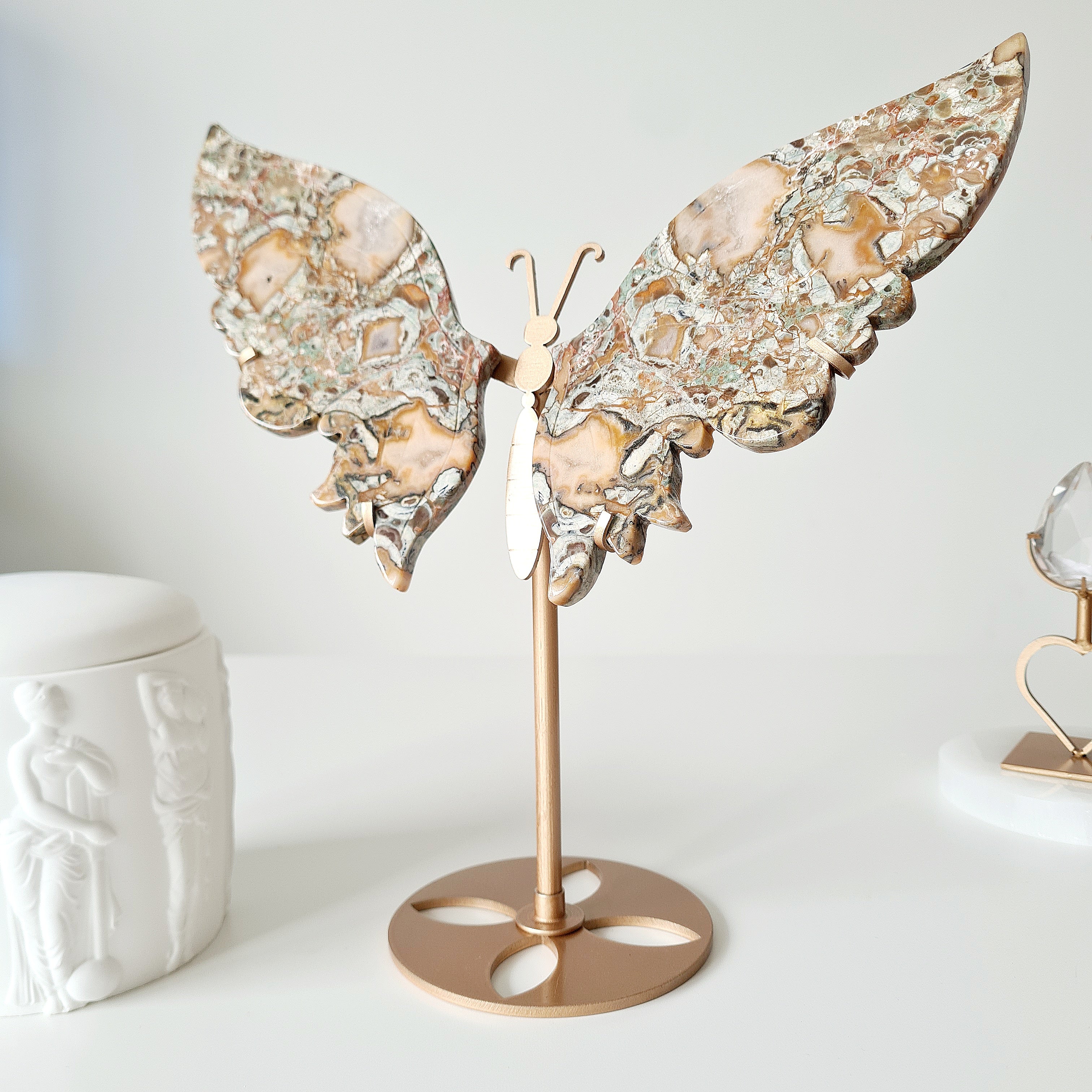 Money Agate Butterfly 🦋 | 25 cm tall with stand