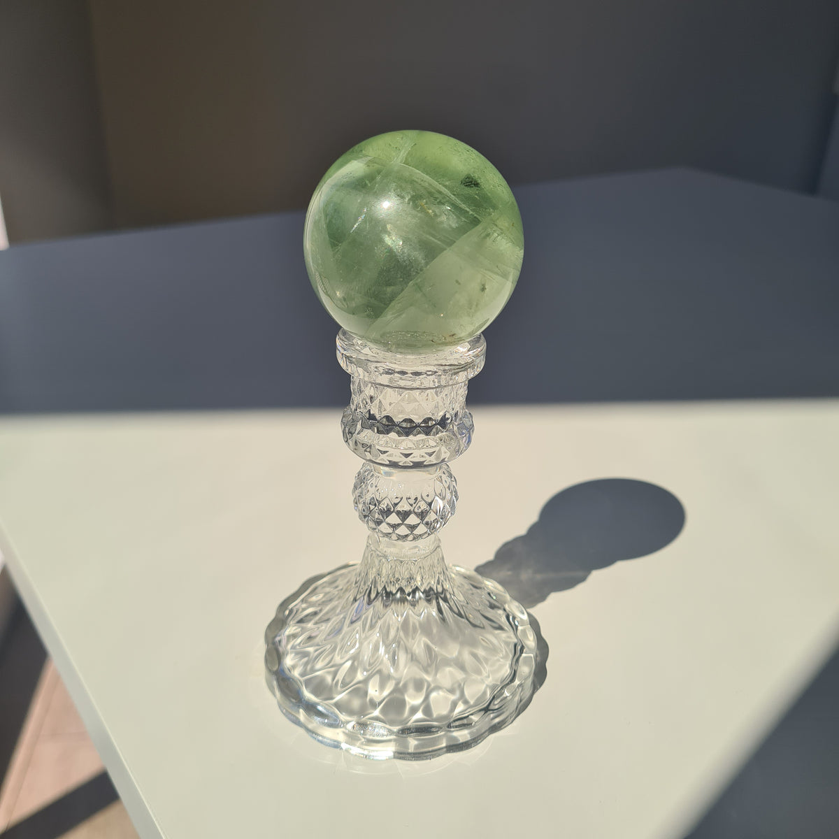 Fairy Dream Frozen Lake Fluorite Crystal Sphere With Stand | B