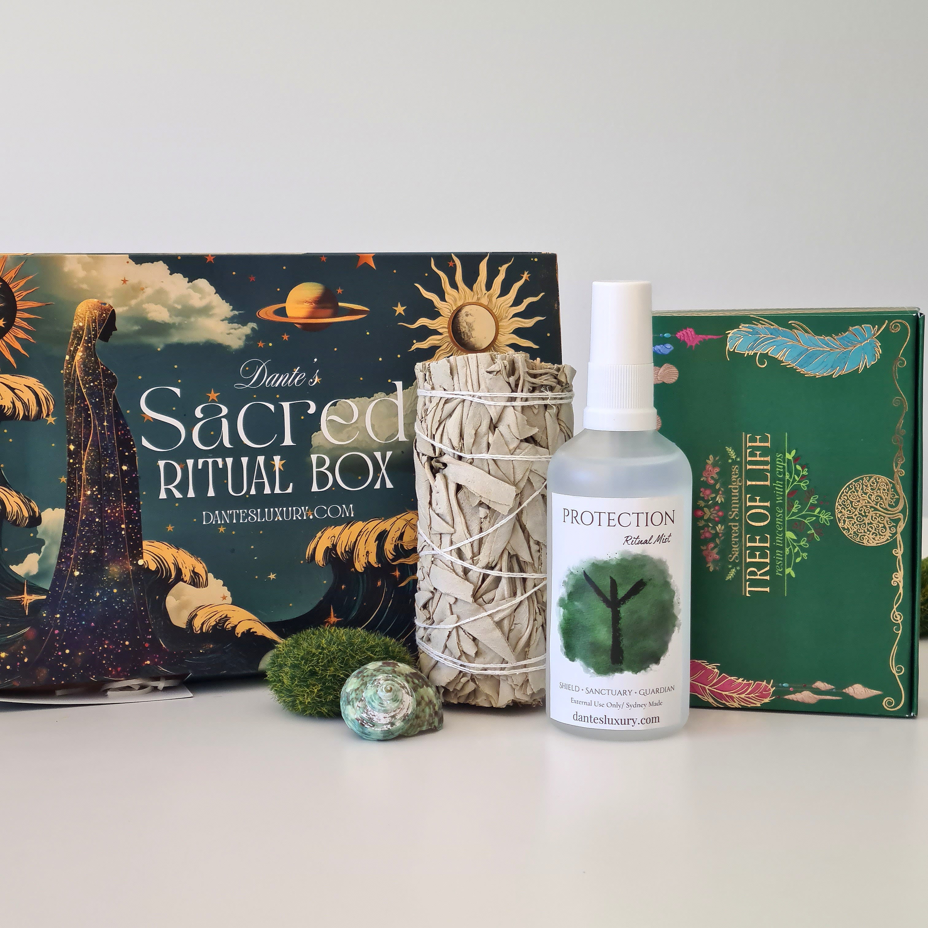 Protection Ritual Kit | Protection Mist, Tree of Life Smudge Cups & Sage Smudge Stick