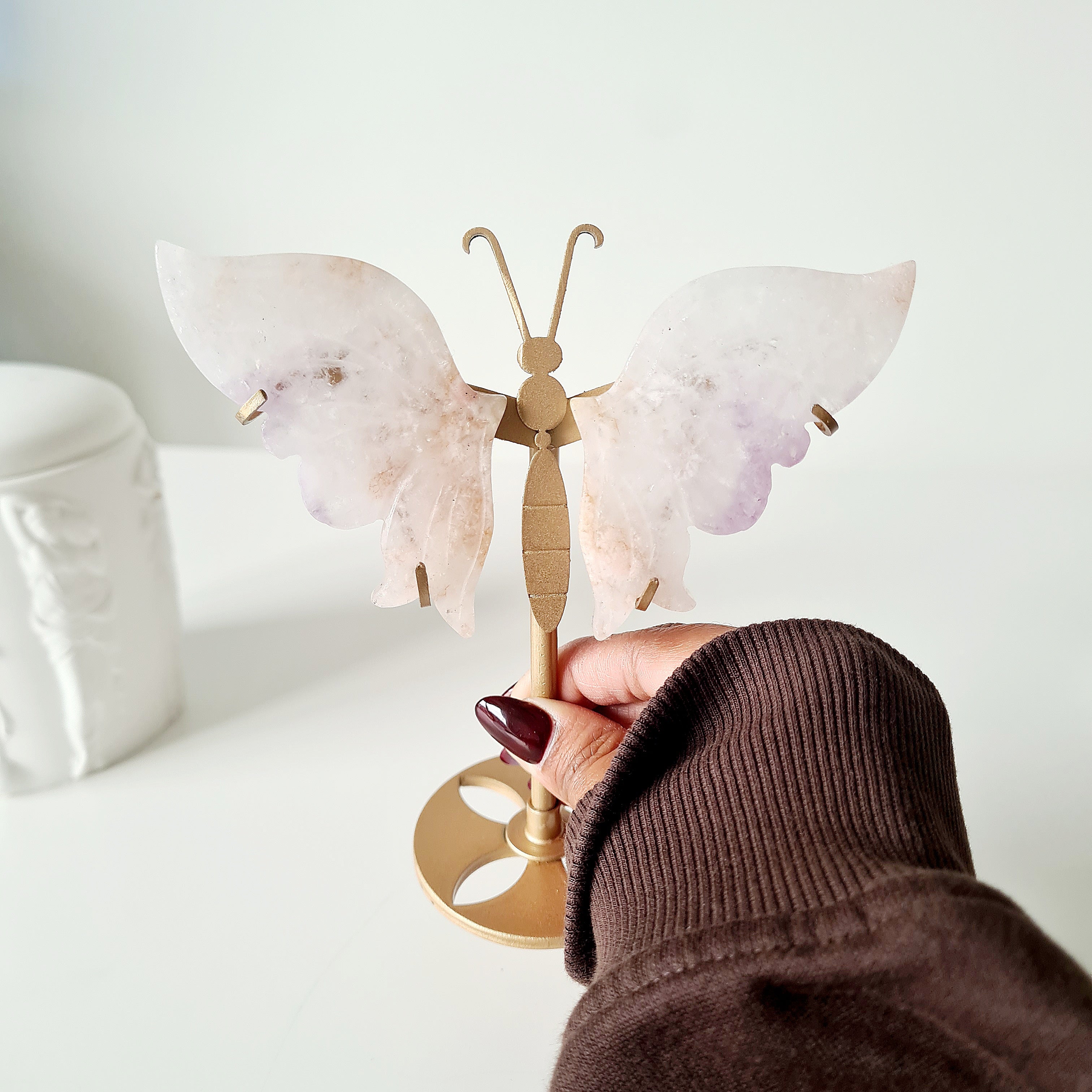 Flower Agate Butterfly 🦋 | Small | 13.9 cm tall with stand