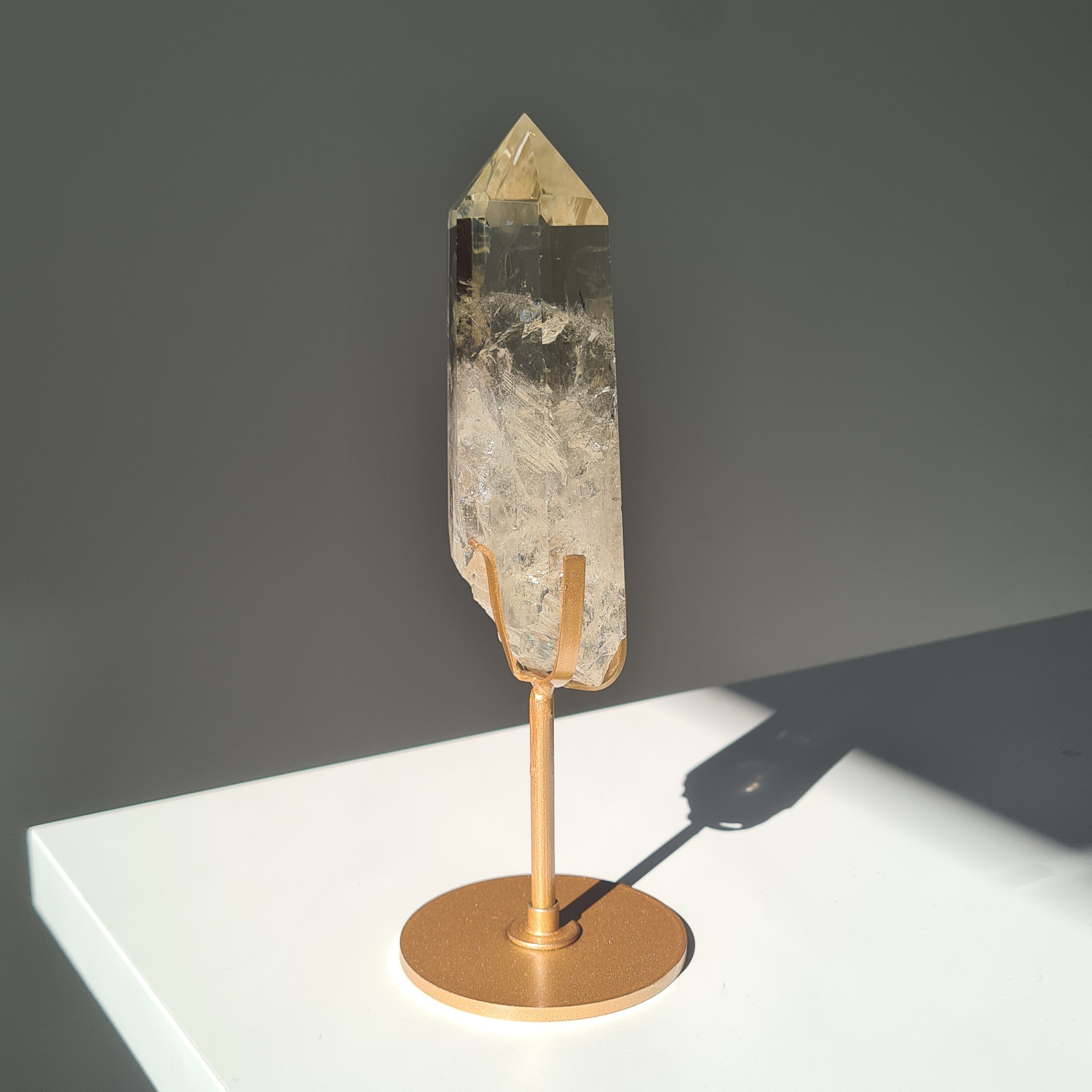 Citrine Crystal Wand With stand | Light Shade | C | Appx 19 cm tall including stand