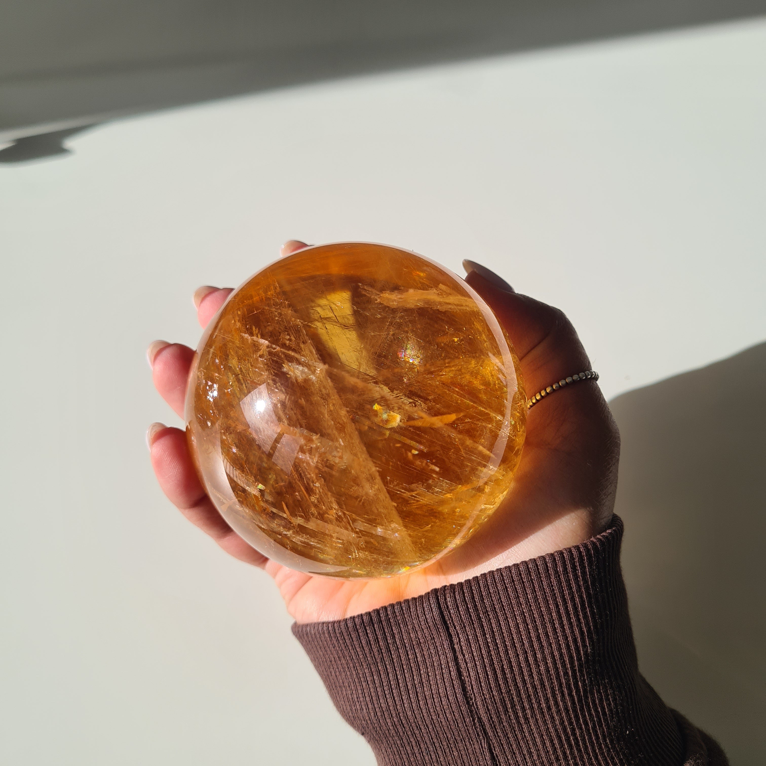 Ethereal Honey Calcite Sphere | A | 690 g | 7.8 cm
