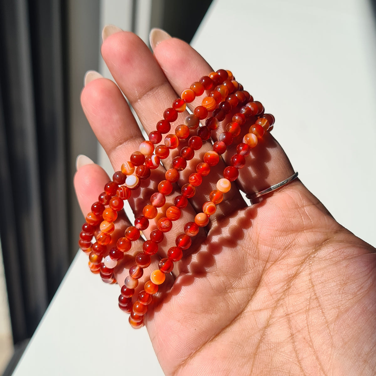 Carnelian crystal beaded bracelet | 1 piece