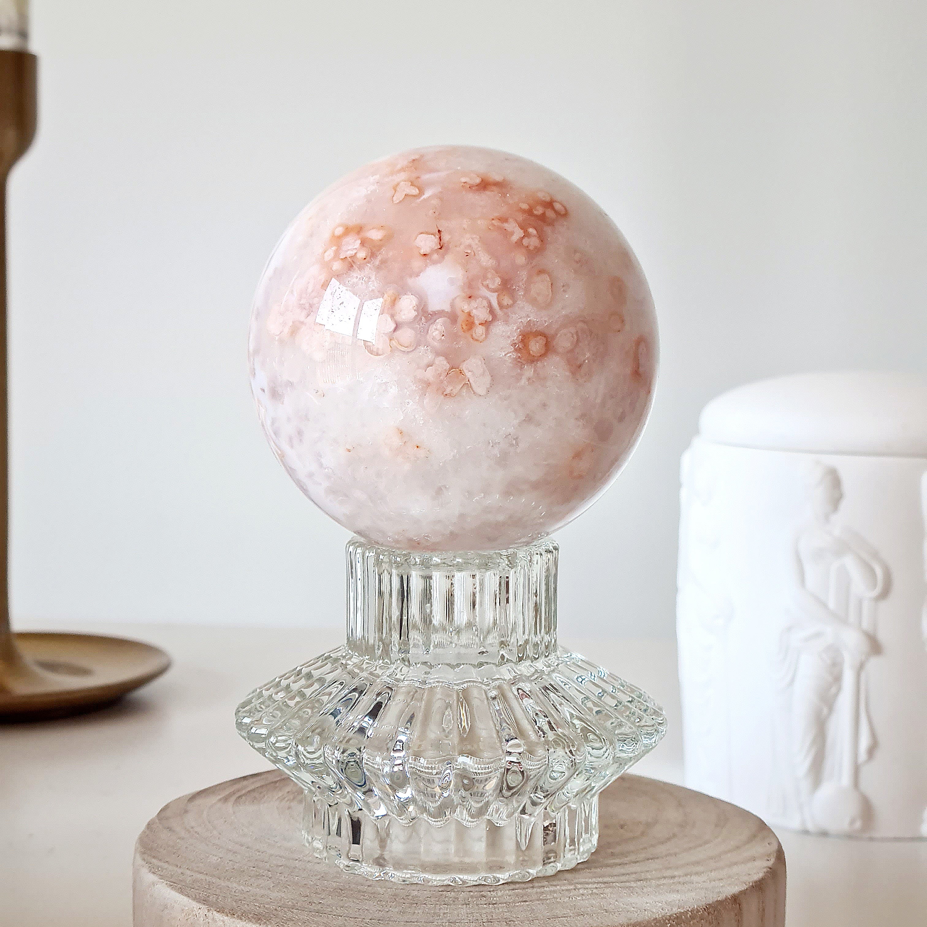 Carnelian Flower Agate Sphere | A | Appx 6.8 cm | 500 g