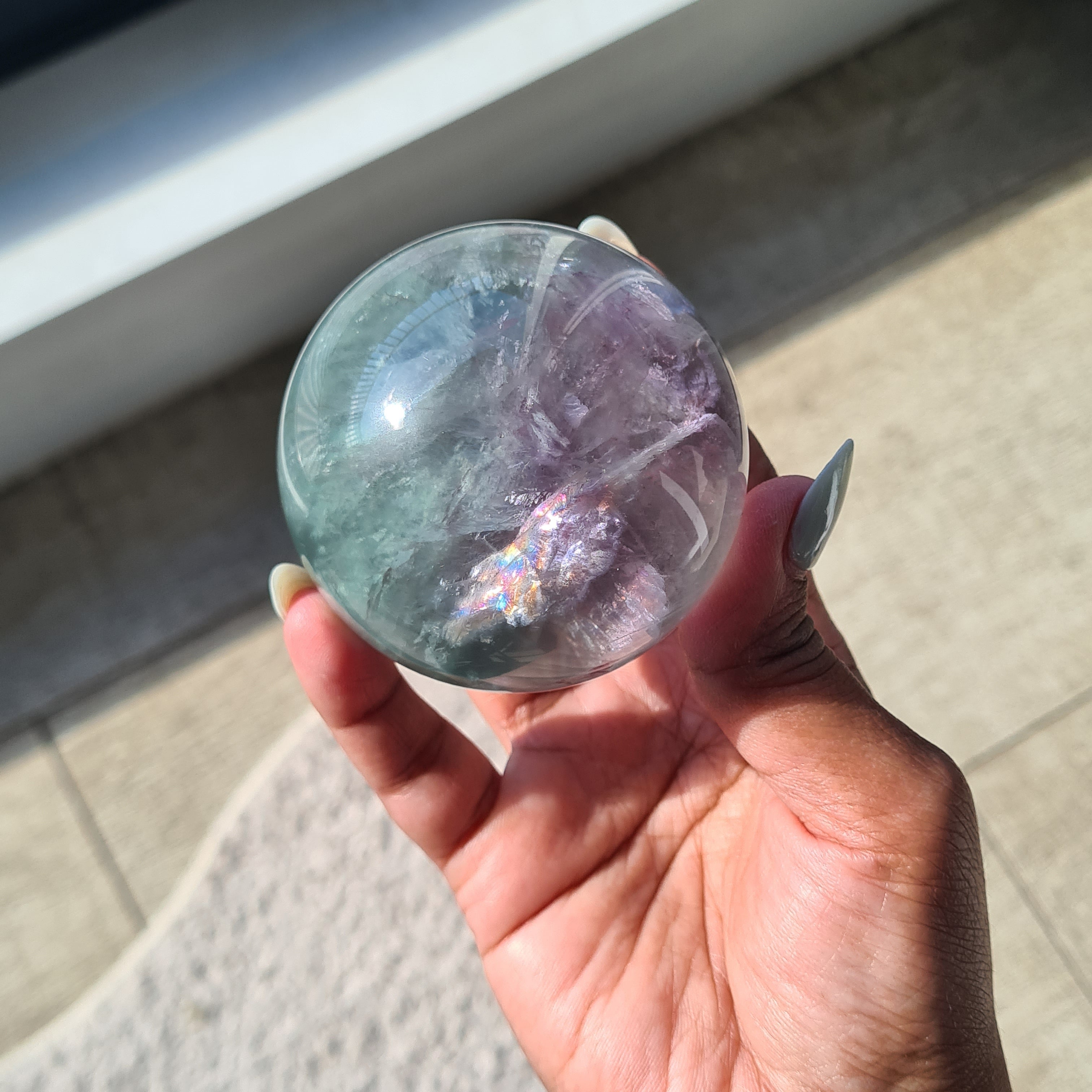 Fluorite Crystal Sphere with stand | B | 390 g