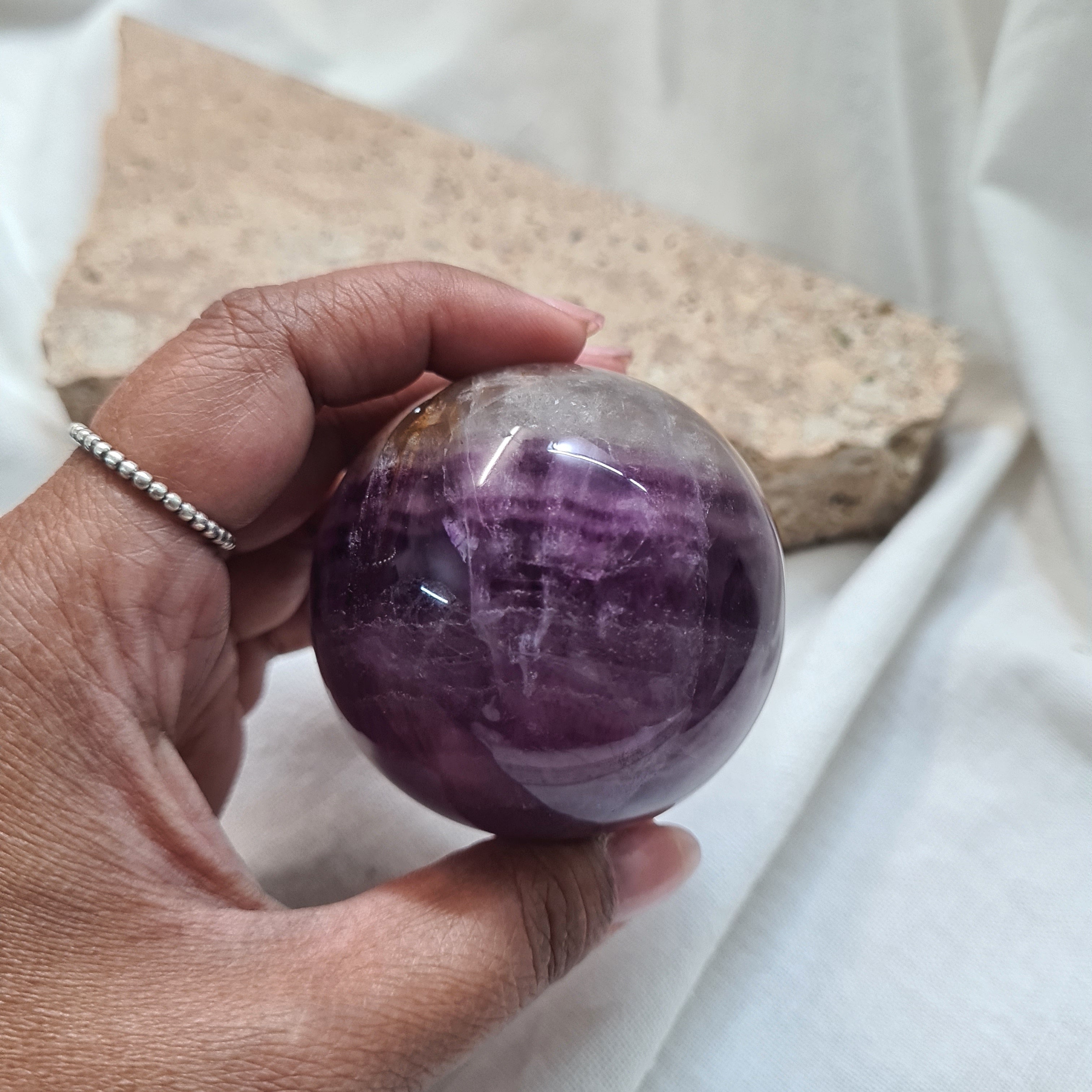 Purple Fluorite Sphere with brass stand | 283 g