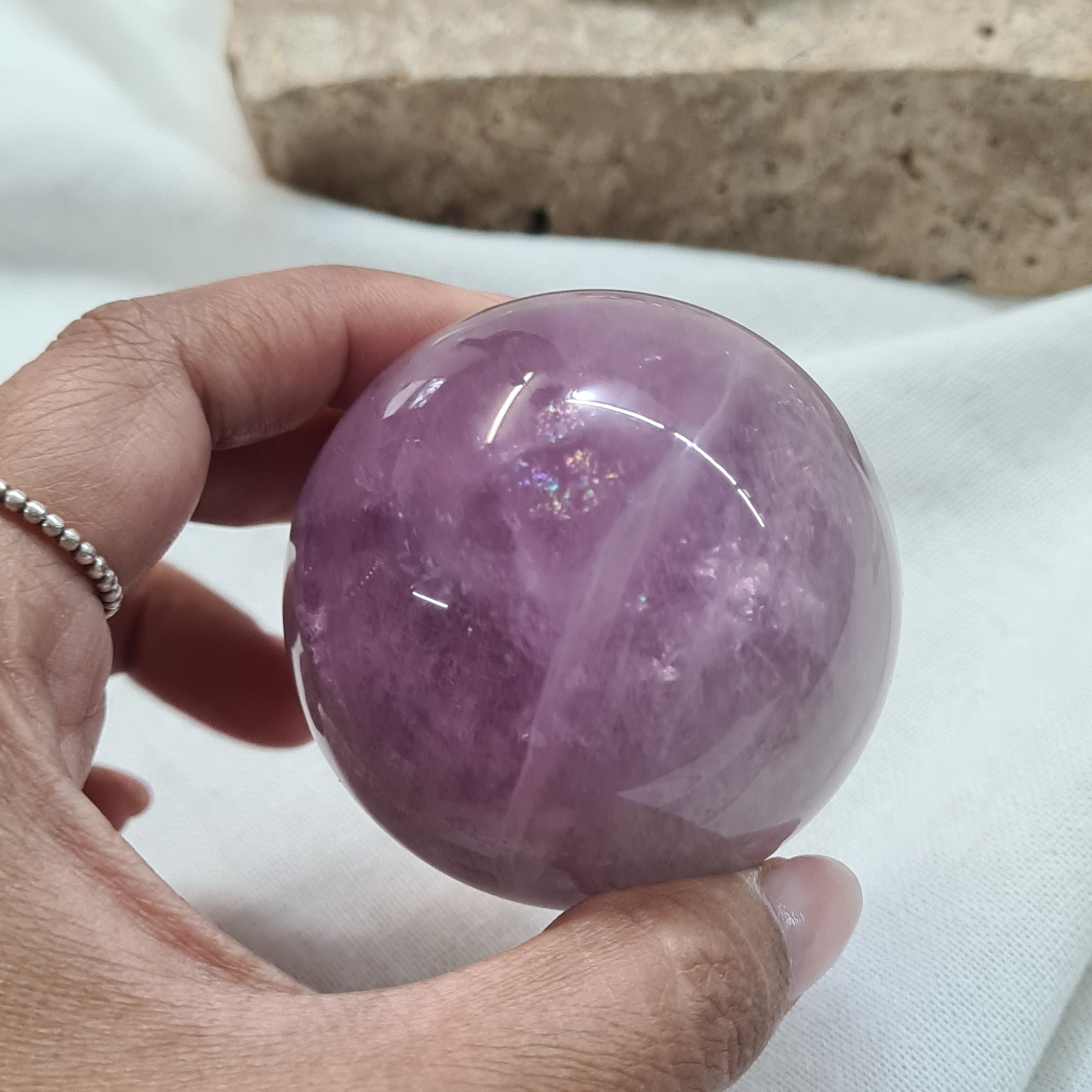 Lilac Fluorite Sphere with brass stand | 263 g