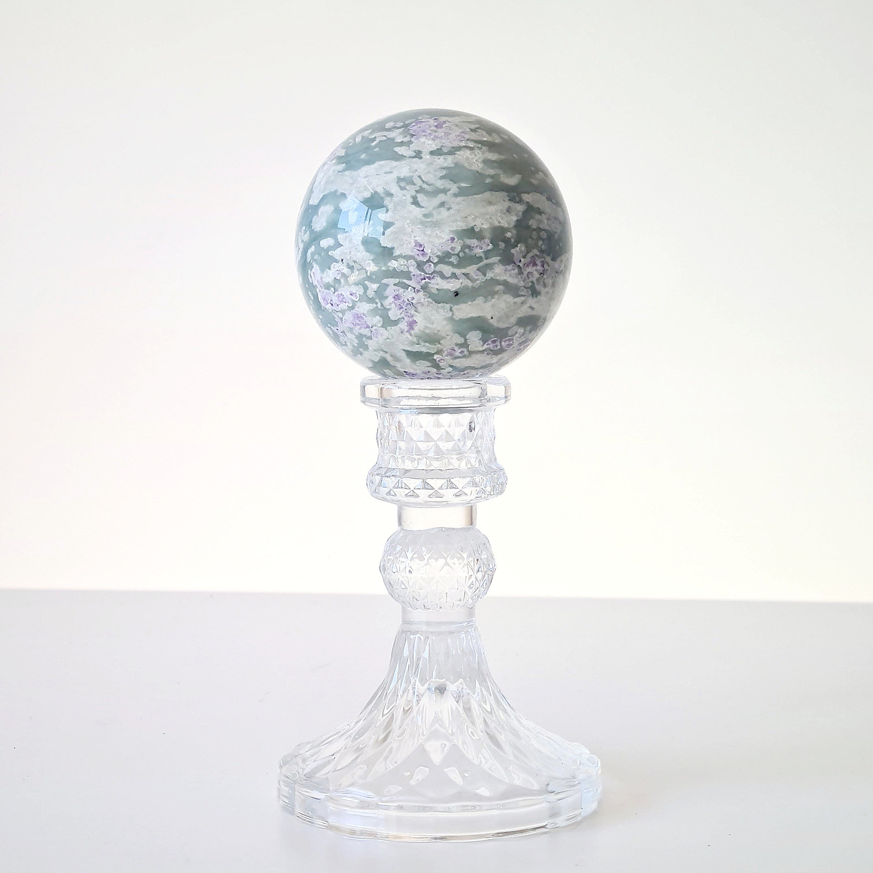 Peace Jade Crystal Sphere With Stand | B