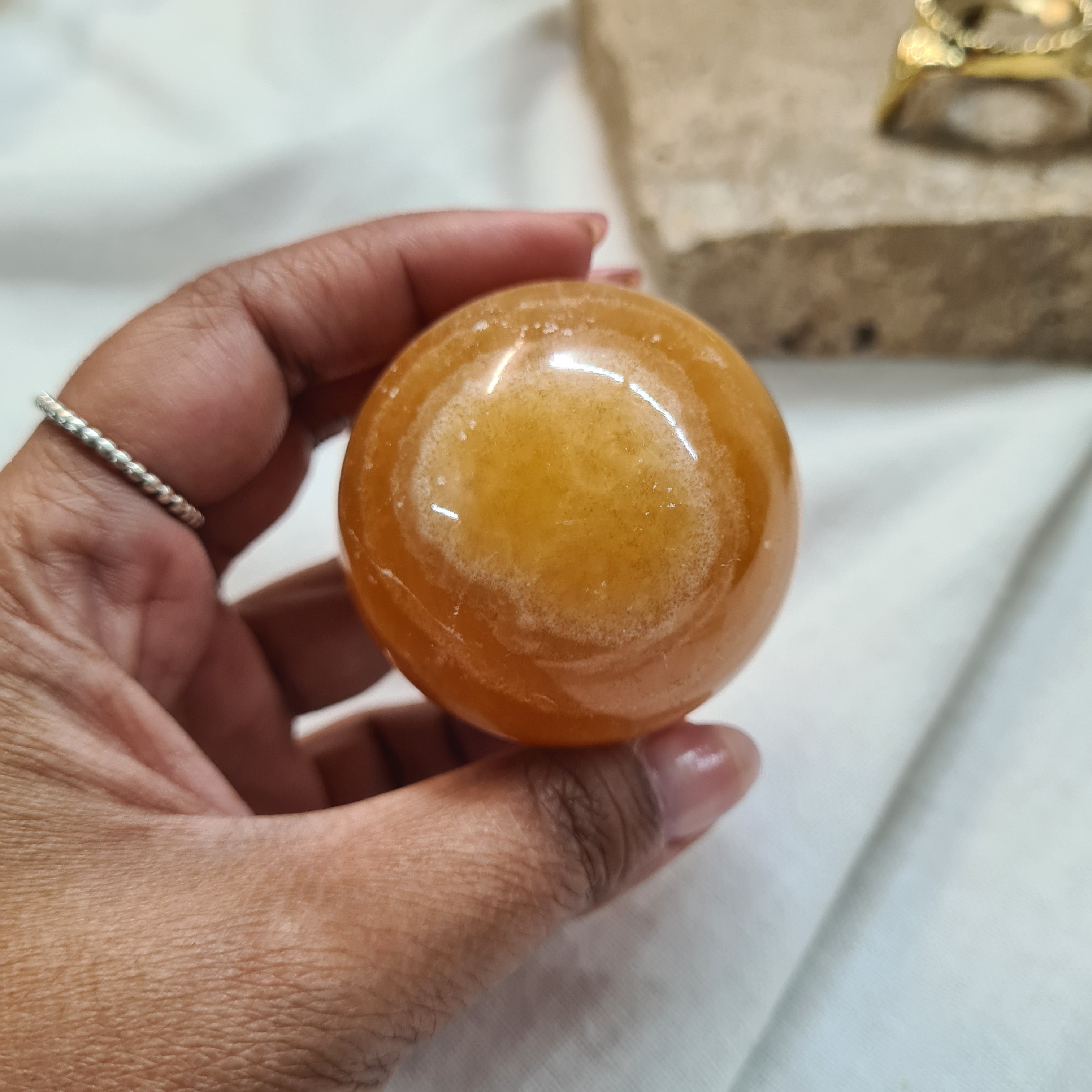 Orange Calcite 🍊 with brass stand | 165 g