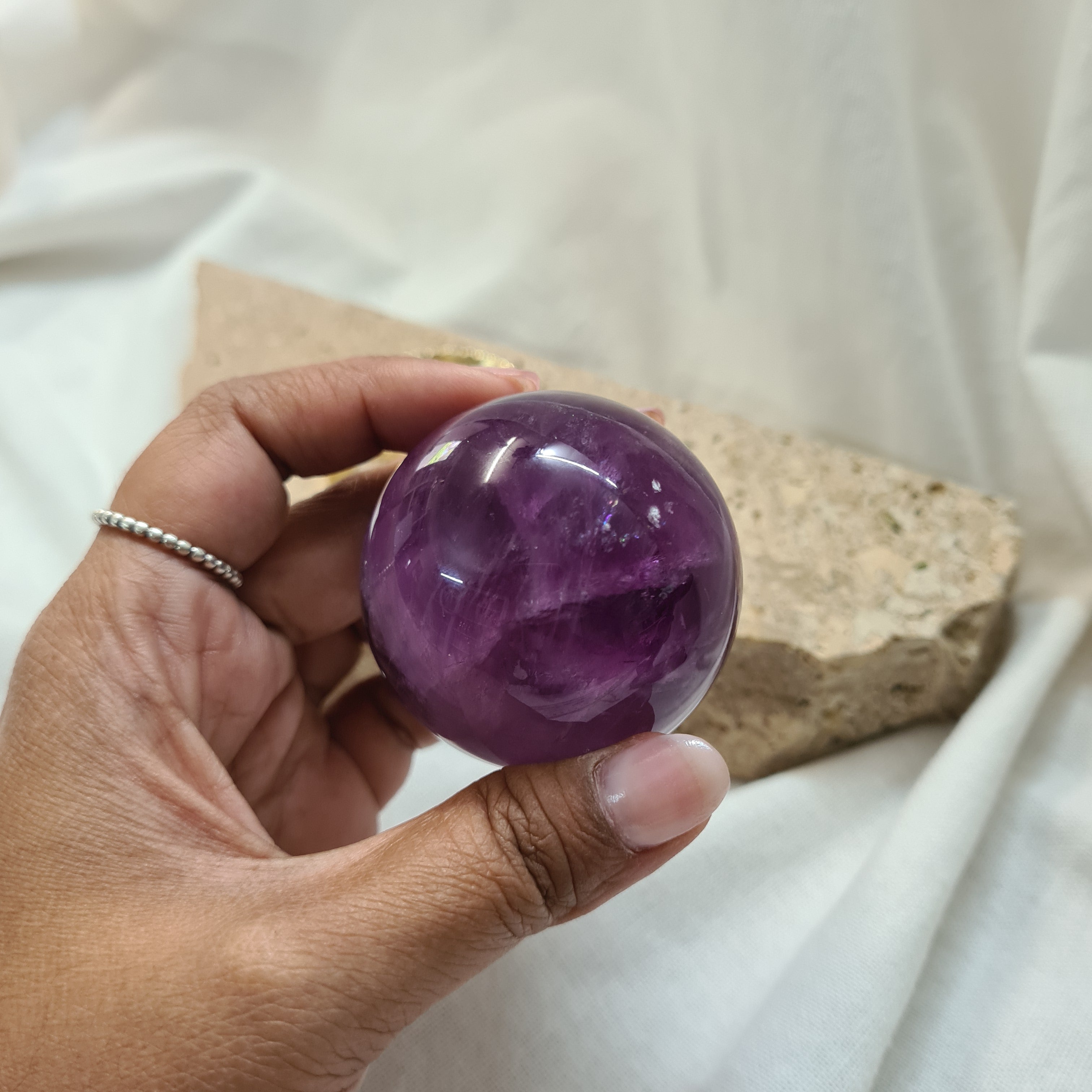 Purple Fluorite Sphere with brass stand | 182 g