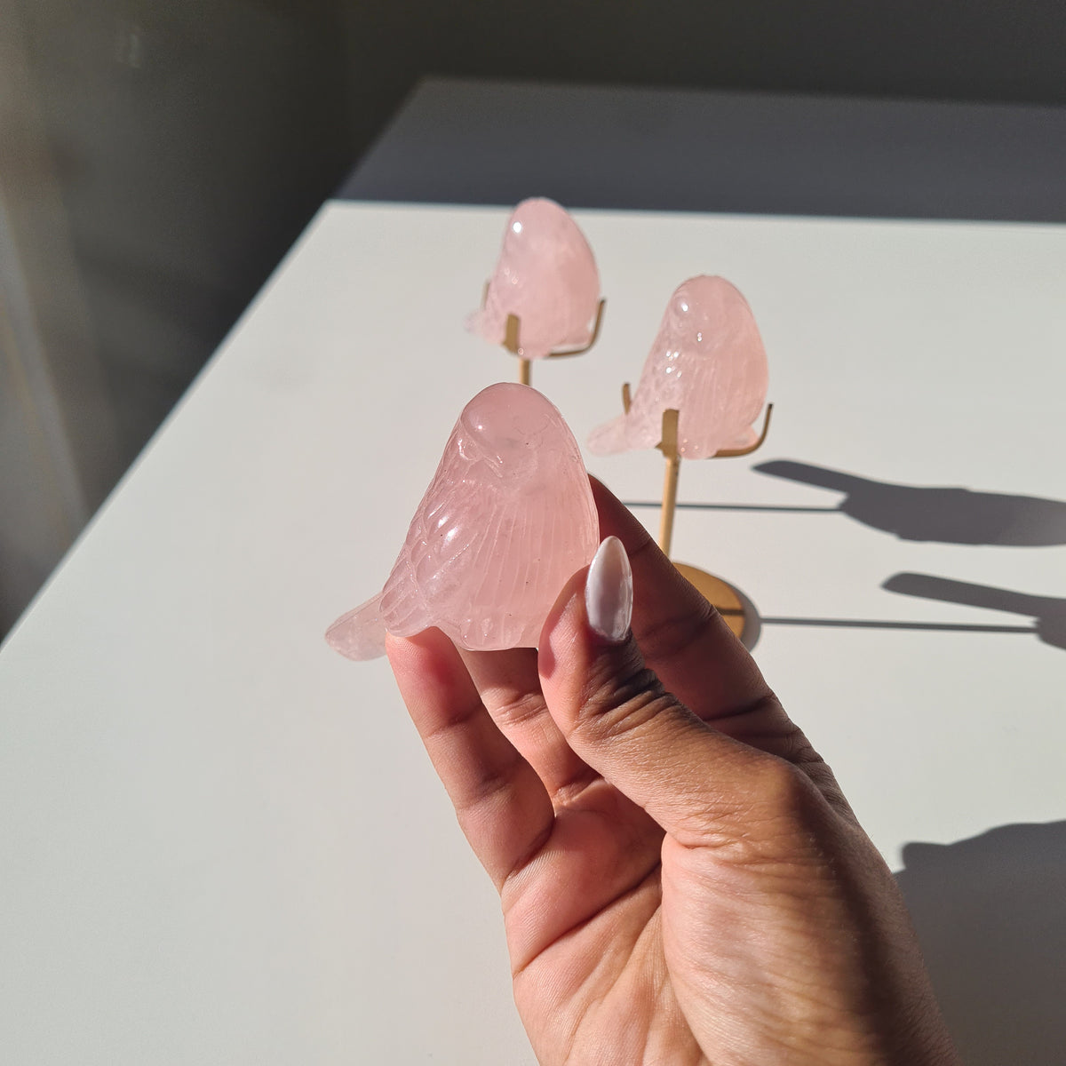 Rose Quartz Crystal Bird 🐦 | 1 Piece