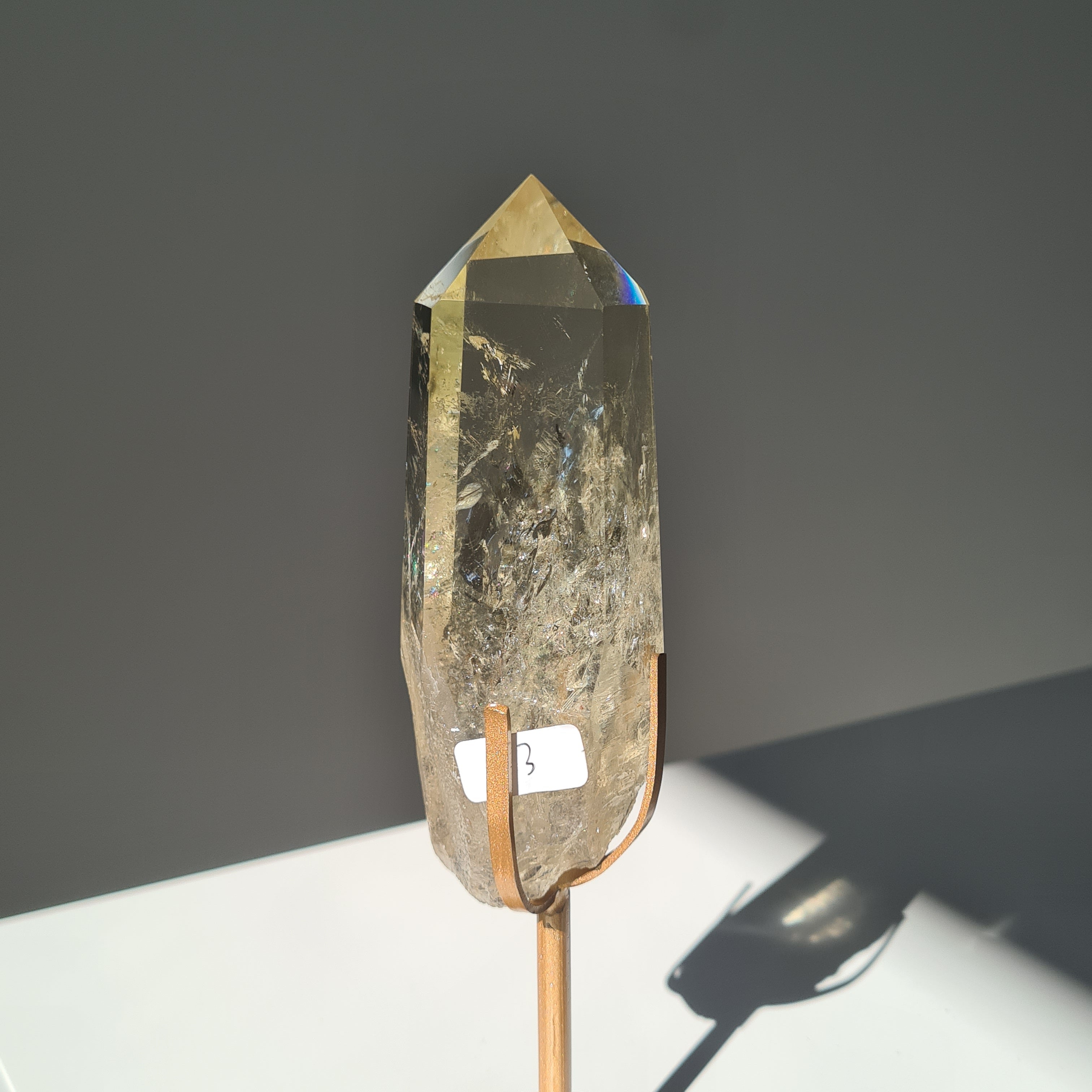 Citrine Crystal Wand With stand | Light Shade | B | Appx 17.8 cm tall including stand