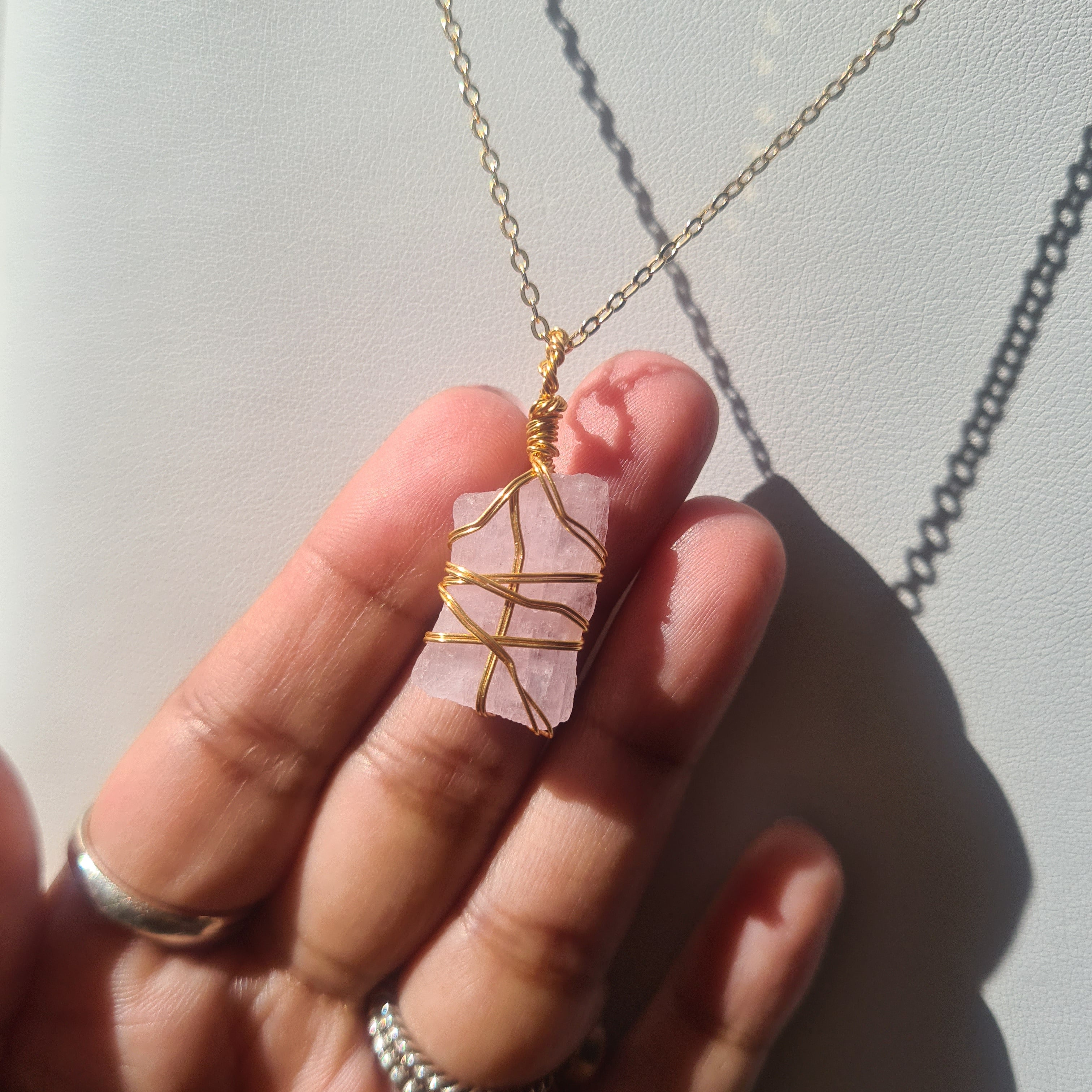 Kunzite Necklace ~ Gold Tone