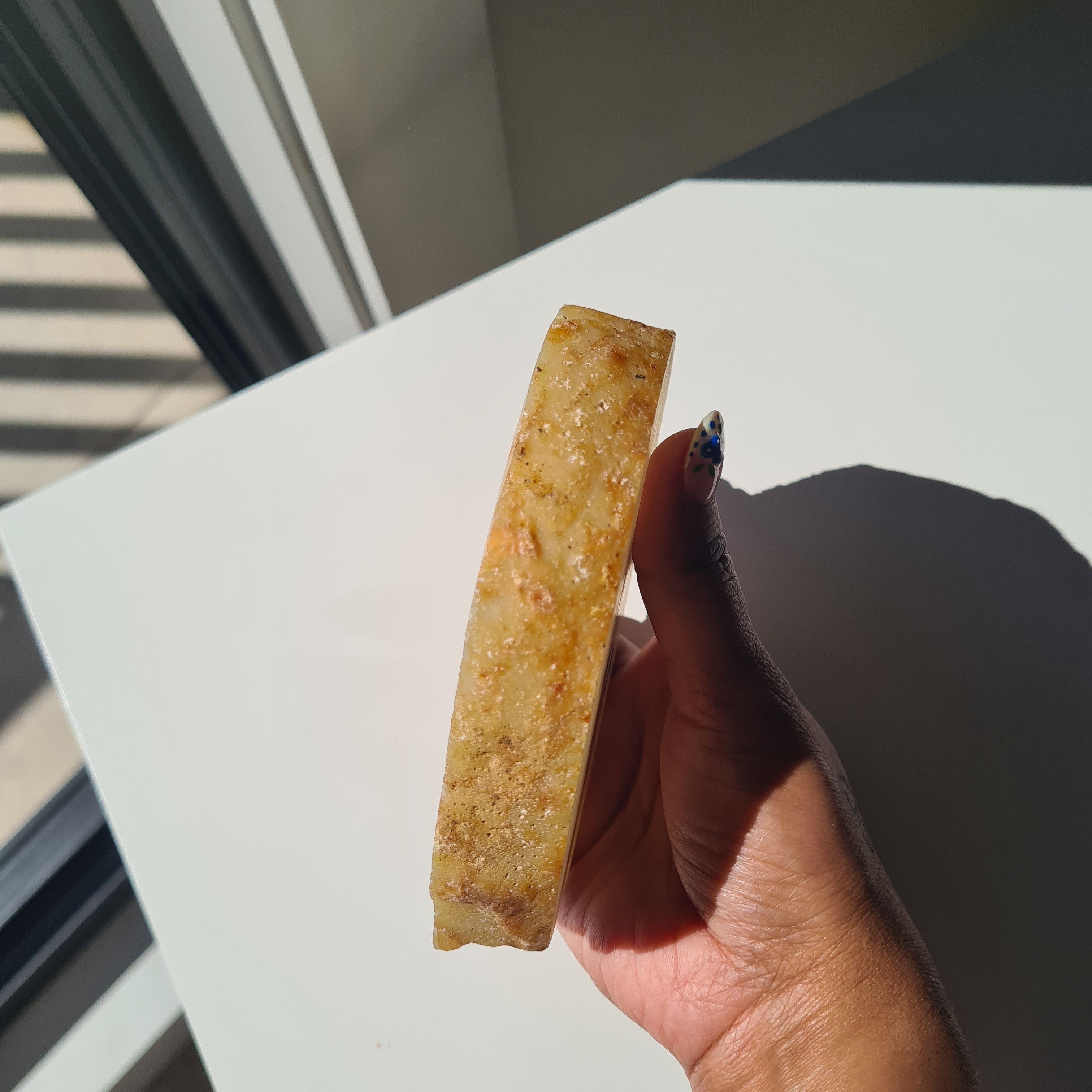 Creamy Agate Slice | One Side Polished | 500 g | 12.8 cm