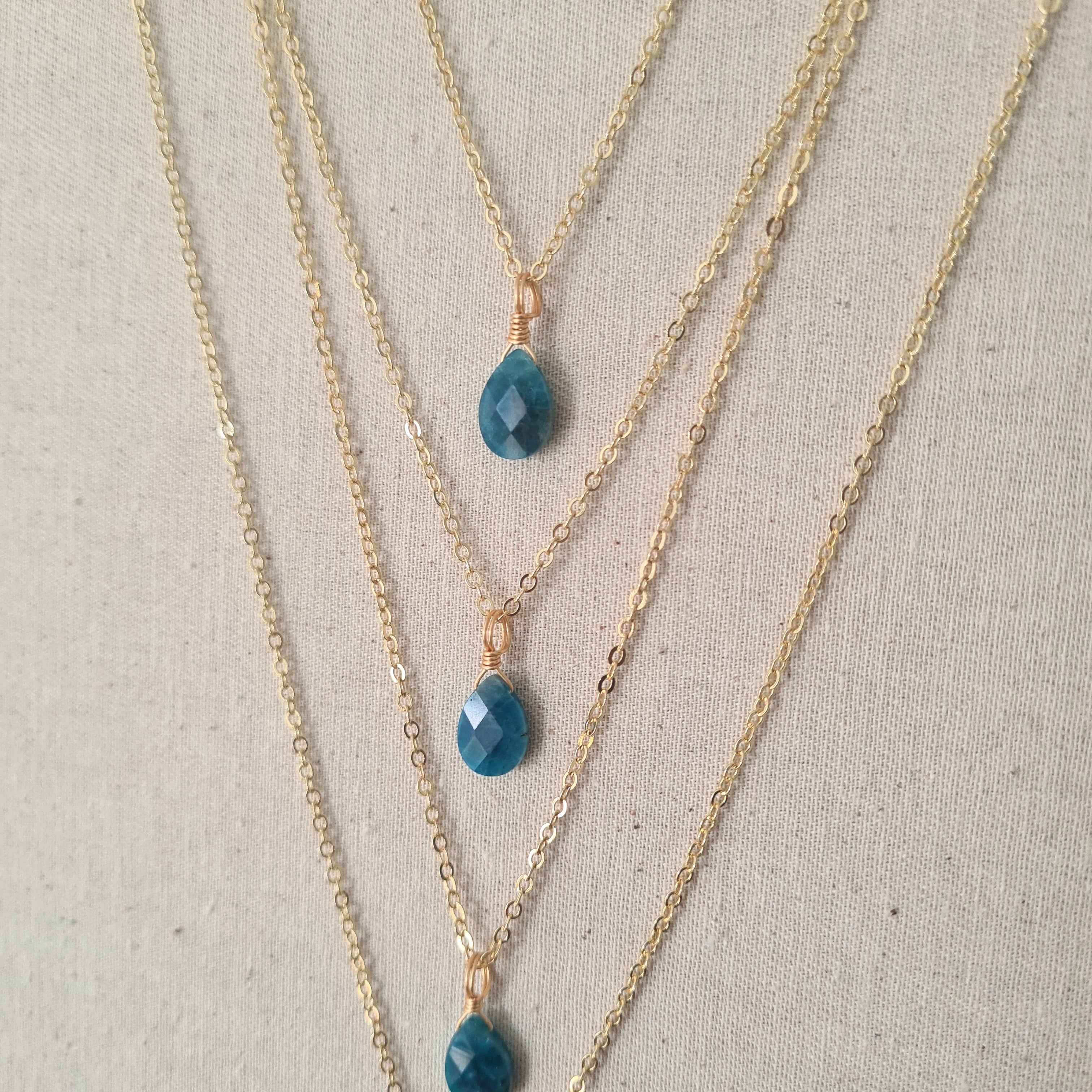 'Blue Apatite' Necklace ~ Peaceful Energy (Gold)