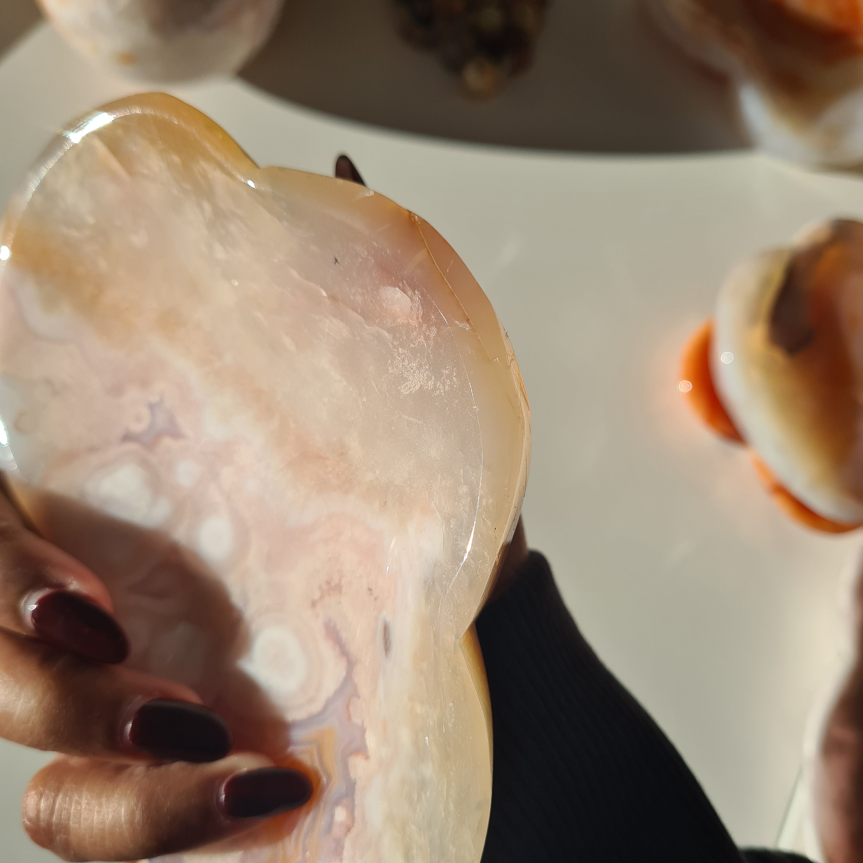 Carnelian Flower Agate Bowl | E | 13.5 cm