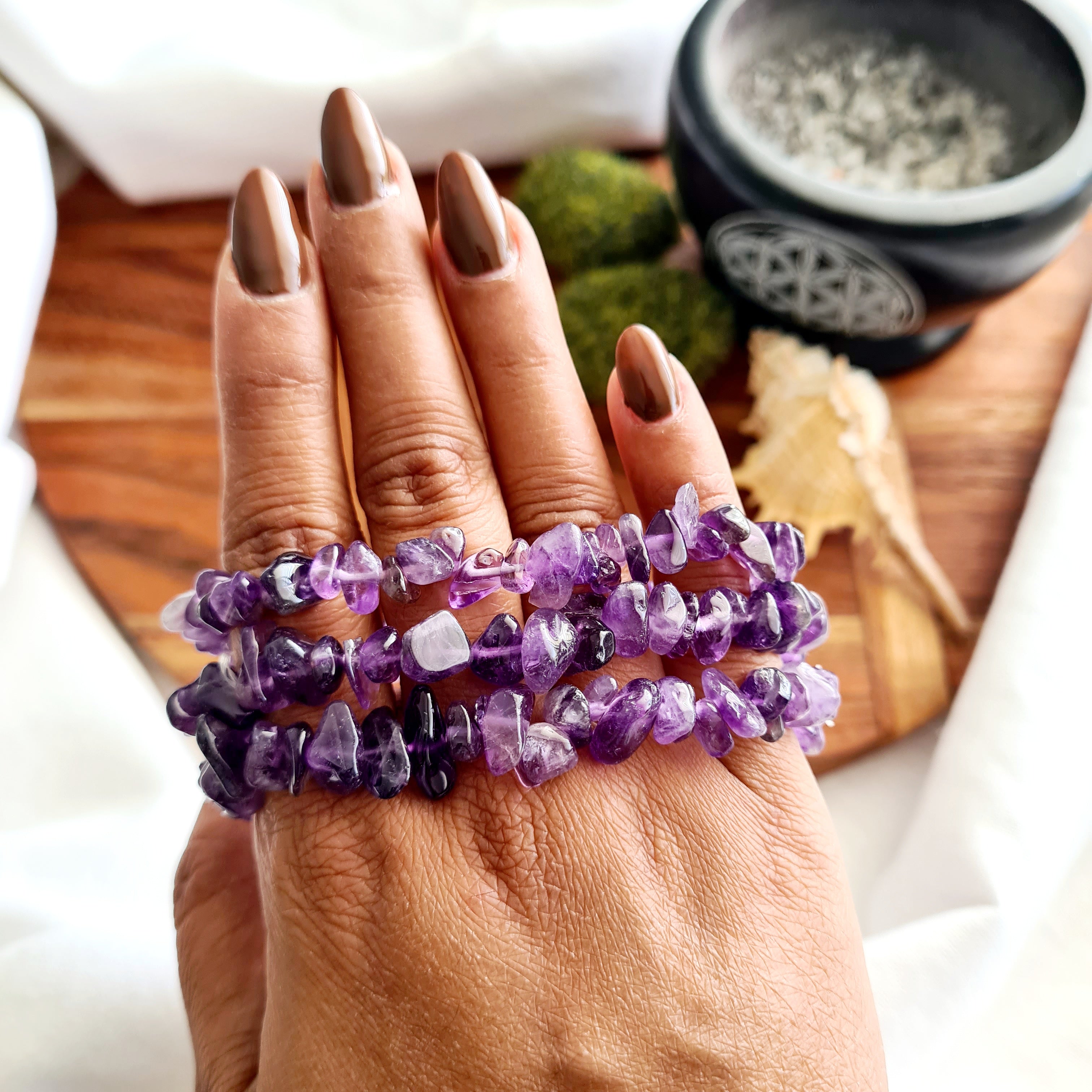 Amethyst Crystal Chips Bracelet | 1 Piece