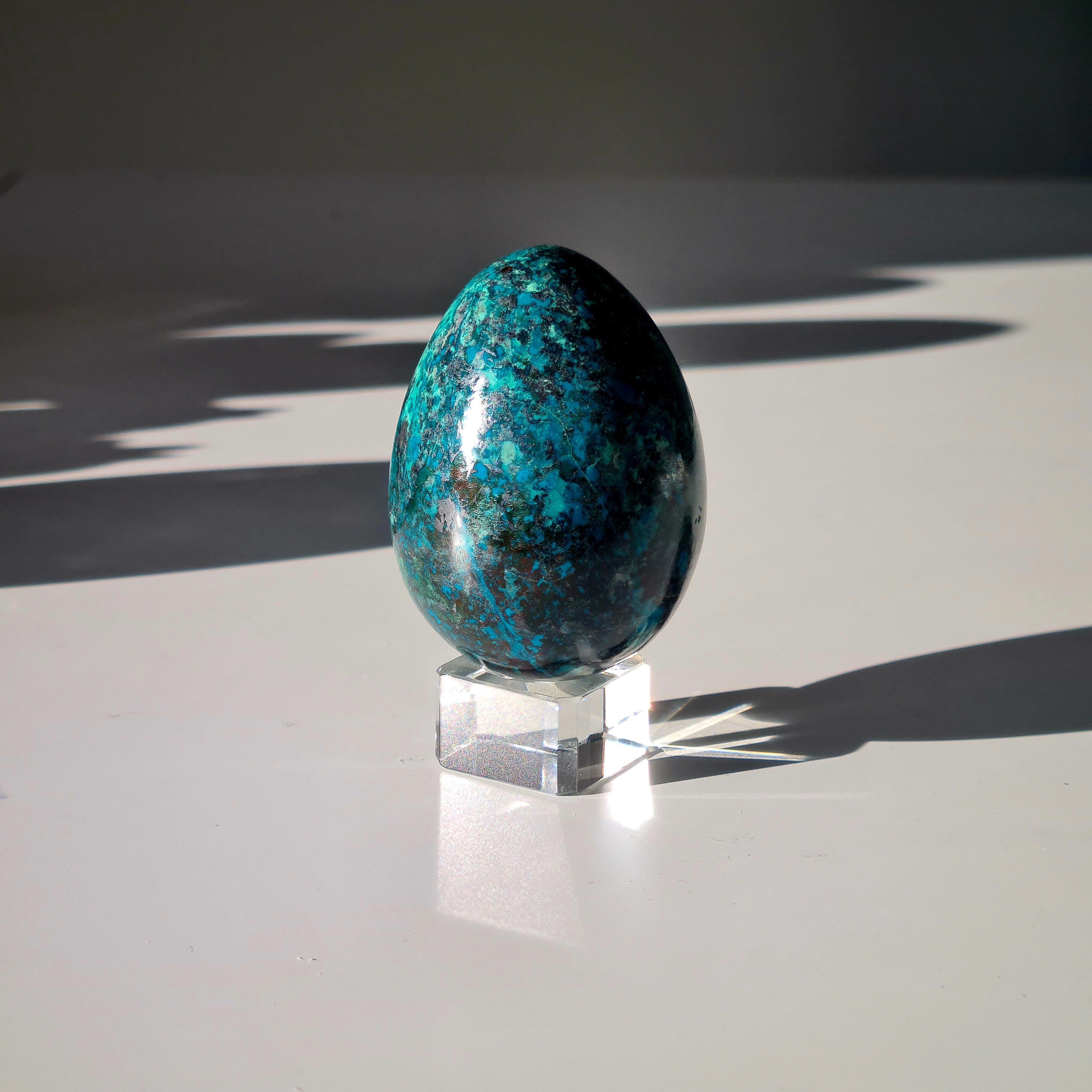 Chrysocolla Crystal Egg 🥚 With acrylic mini stand