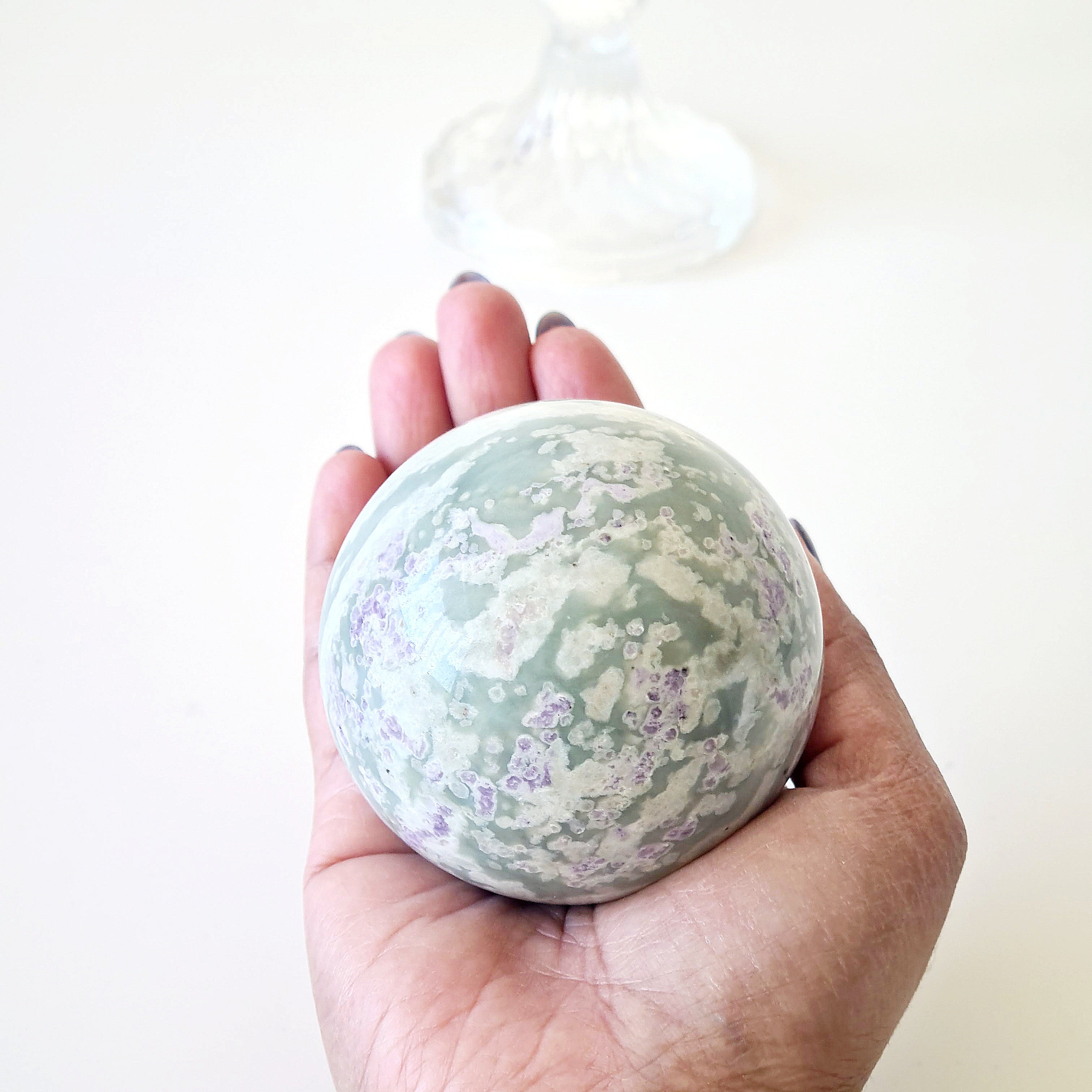 Peace Jade Crystal Sphere With Stand | B
