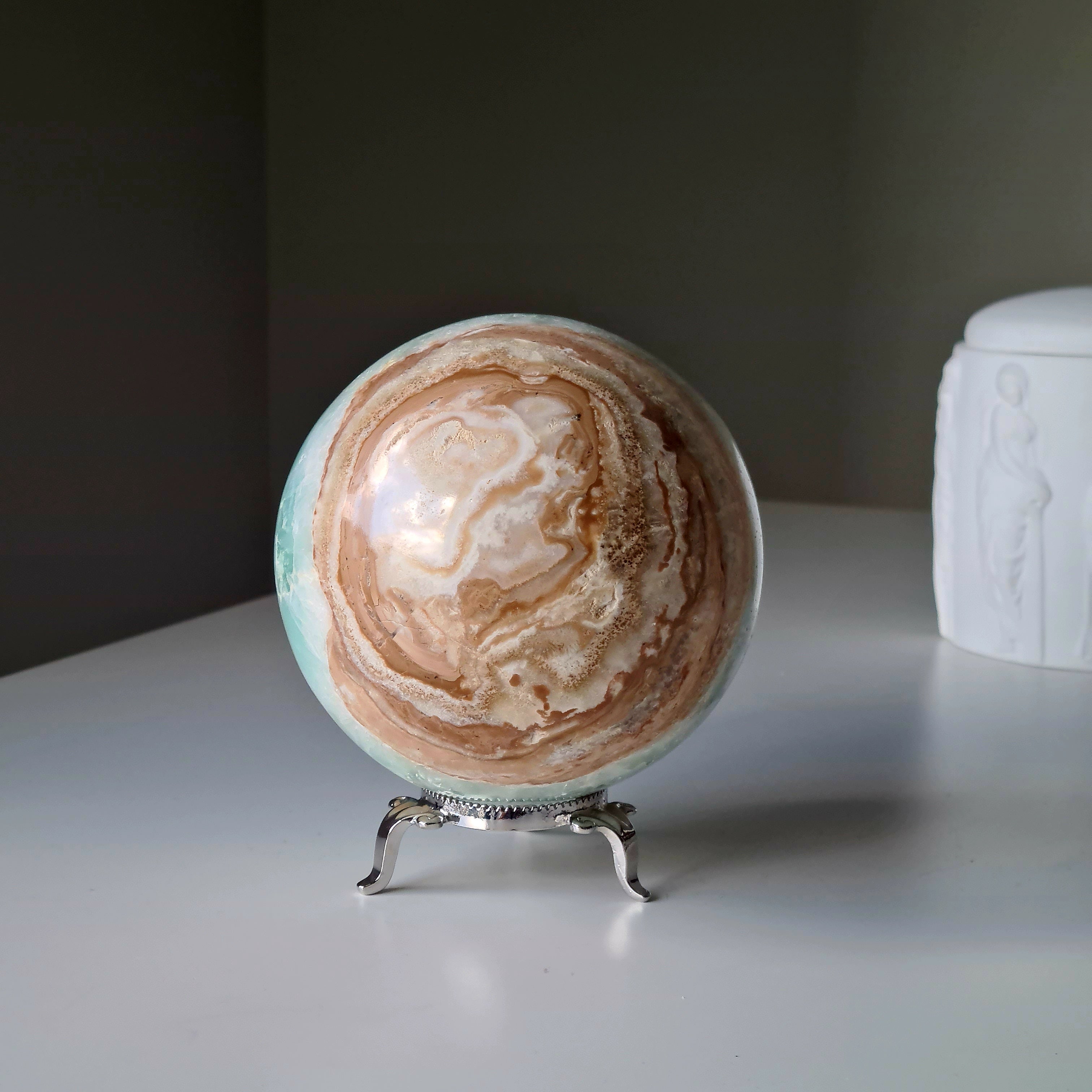 Carribean Calcite Sphere With Metal Stand | 9.6 cm | 1.4 kg