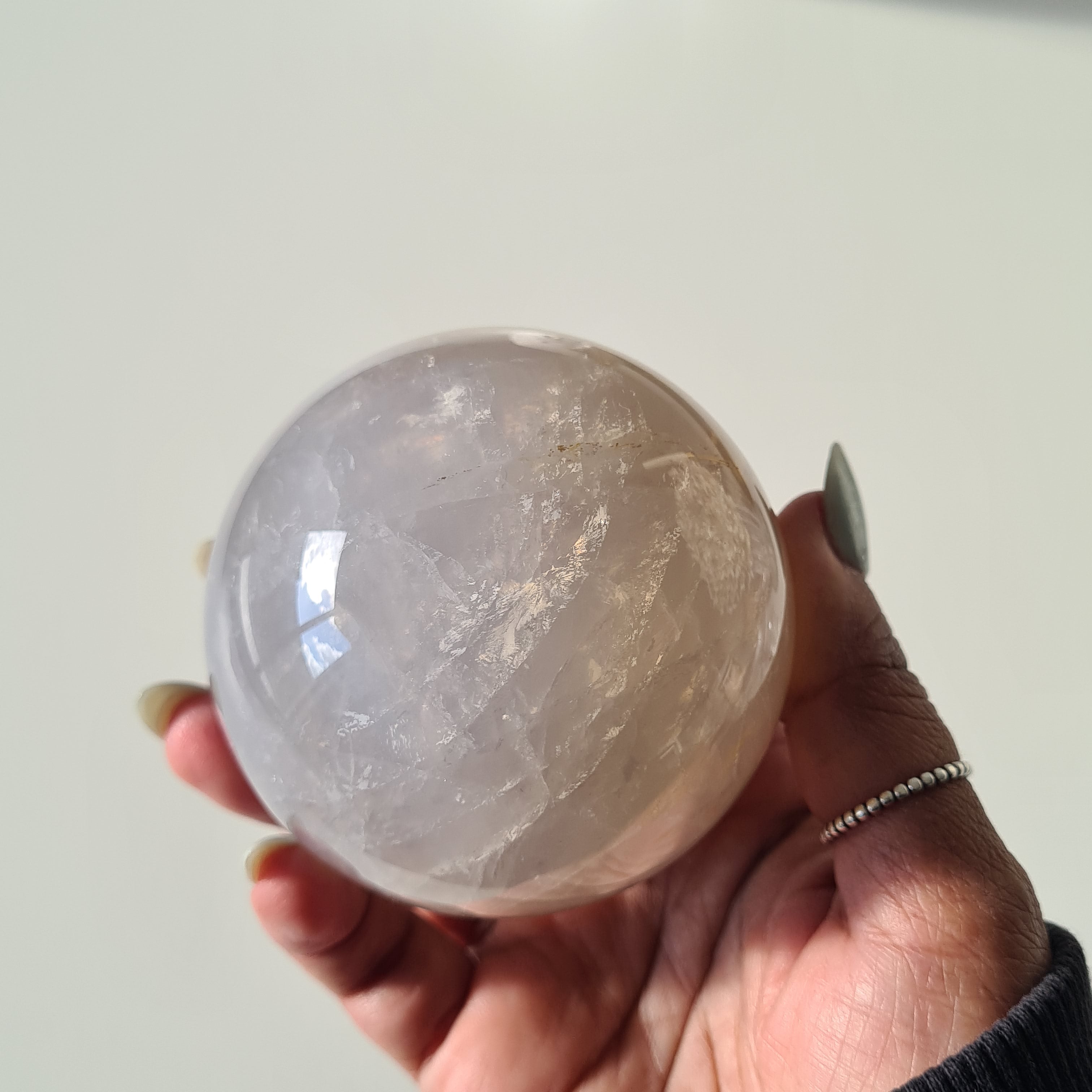 Blue Rose Quartz Sphere with stand | A | 450 g