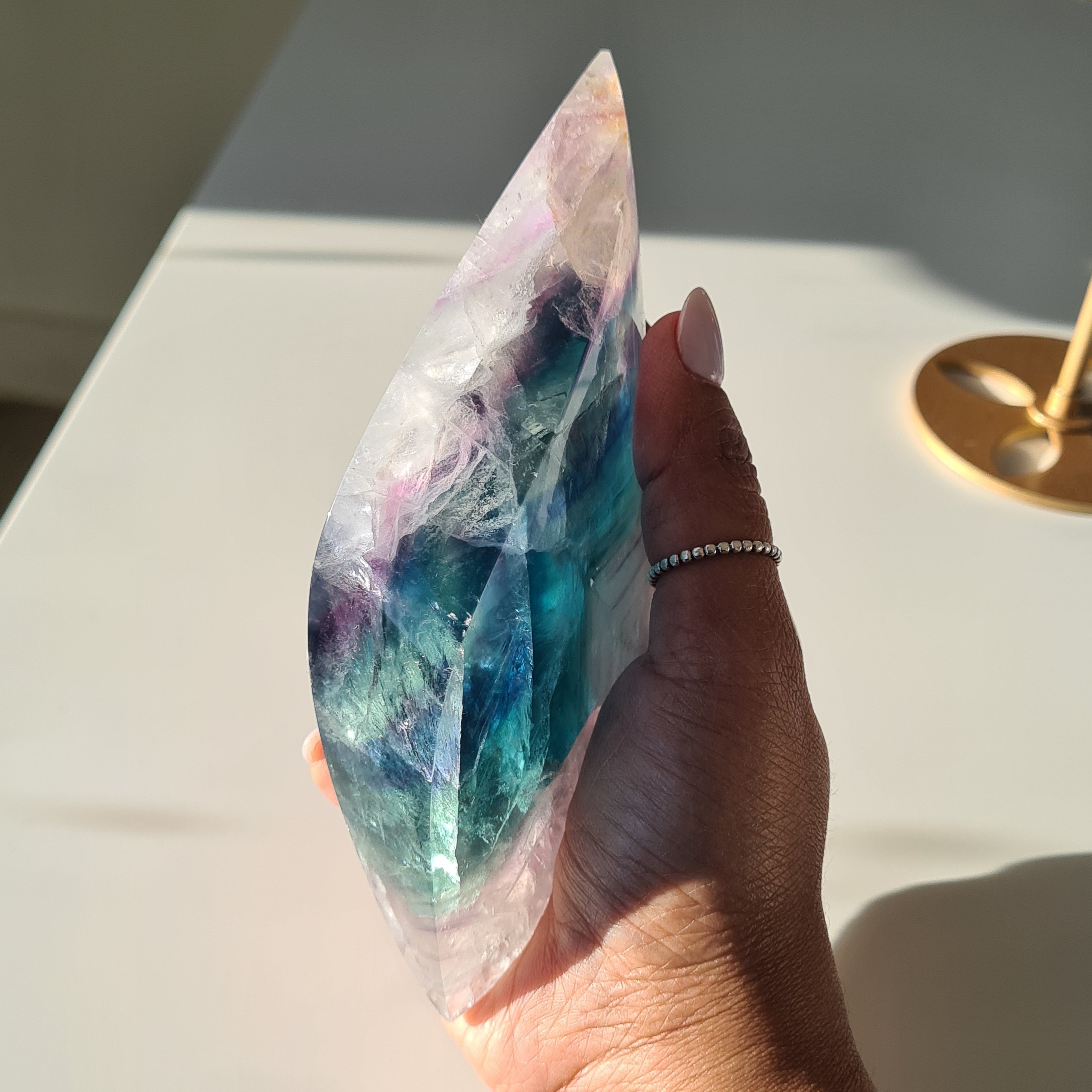 Dreamy Fluorite on Stand | Natural imperfections visible | 21.5 Cm tall with stand