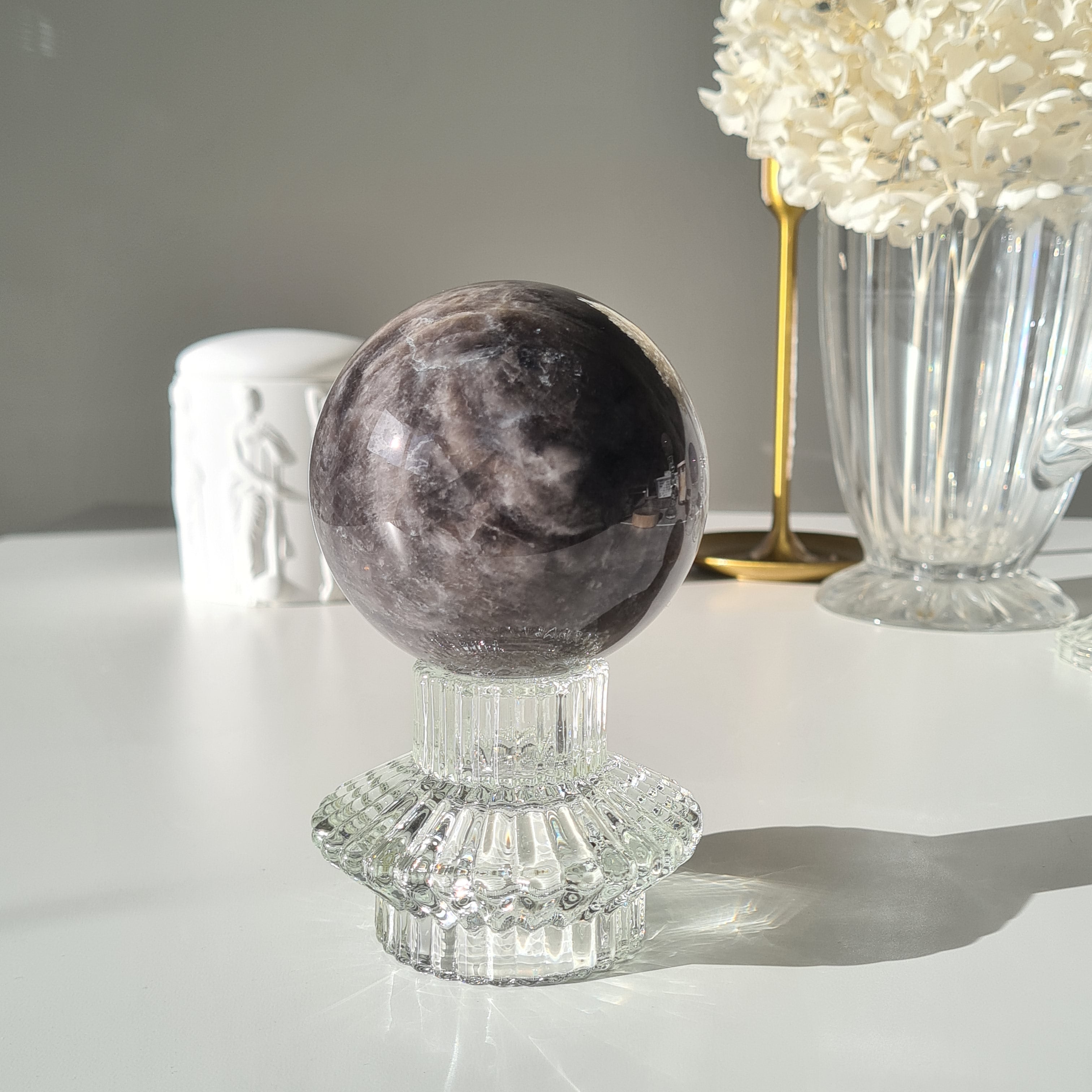 Blue Rose Quartz Sphere with stand | D | 630 g