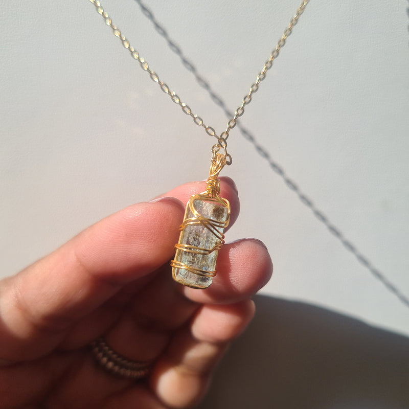 Aquamarine Necklace ~ Gold tone