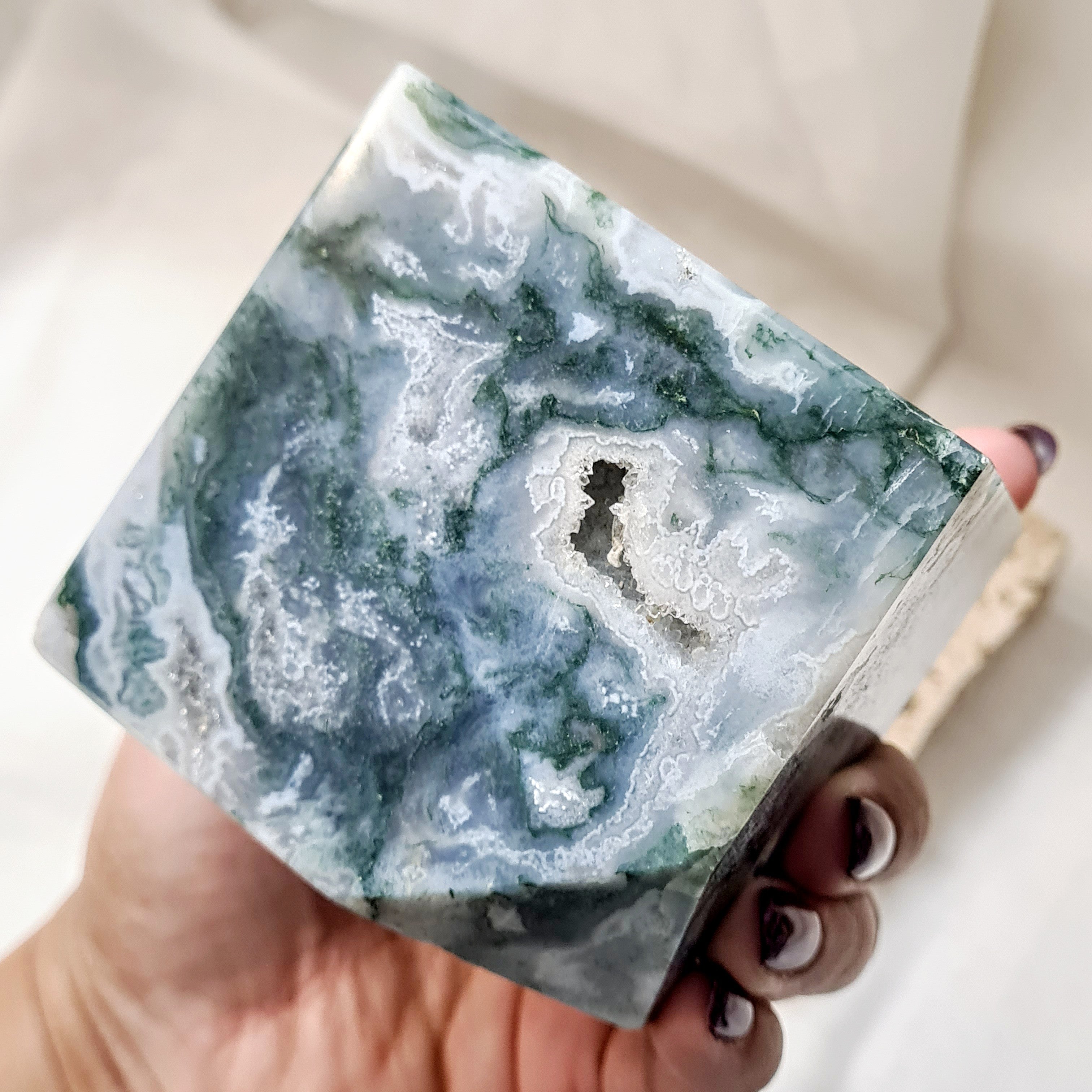 Moss Agate | Large cube