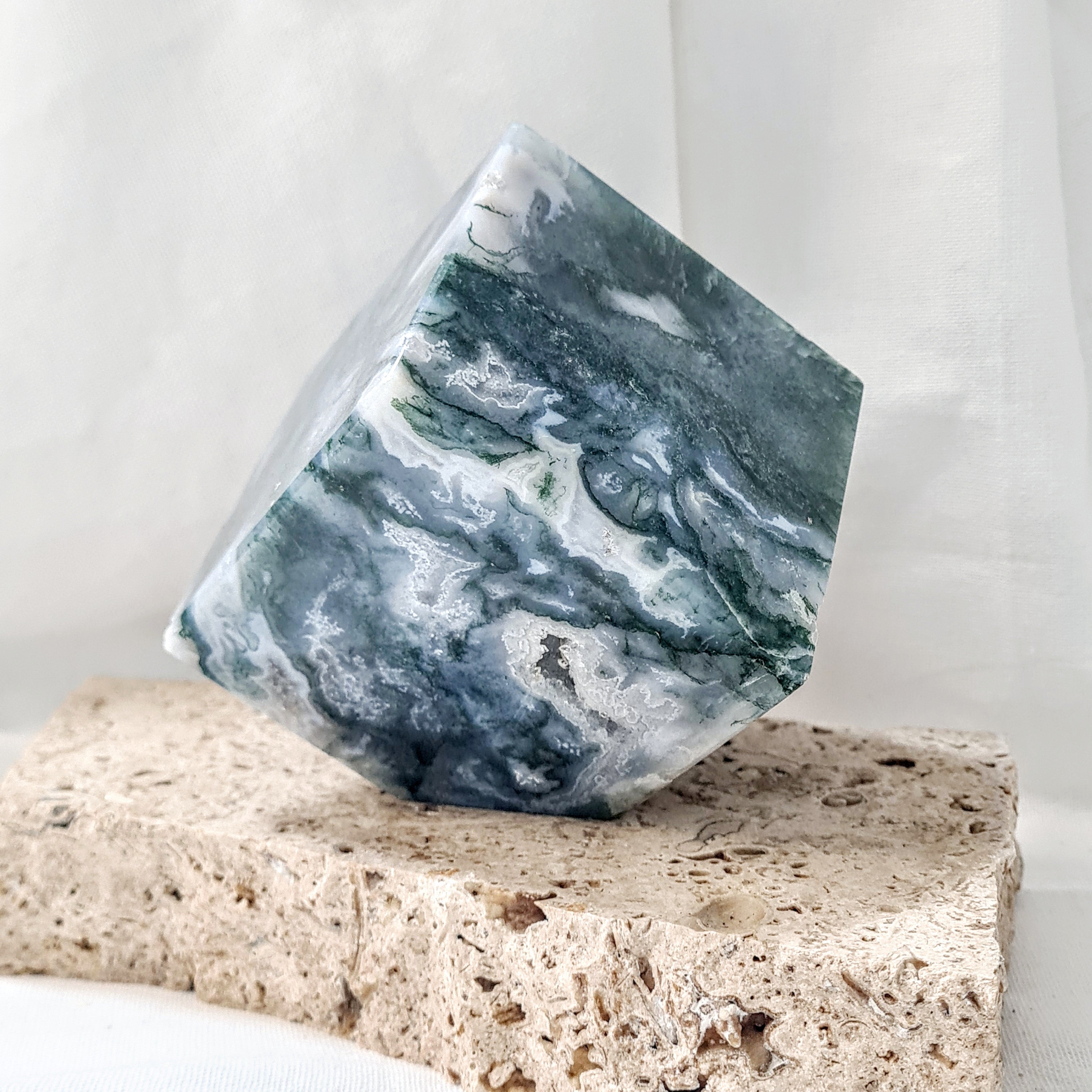 Moss Agate | Large cube