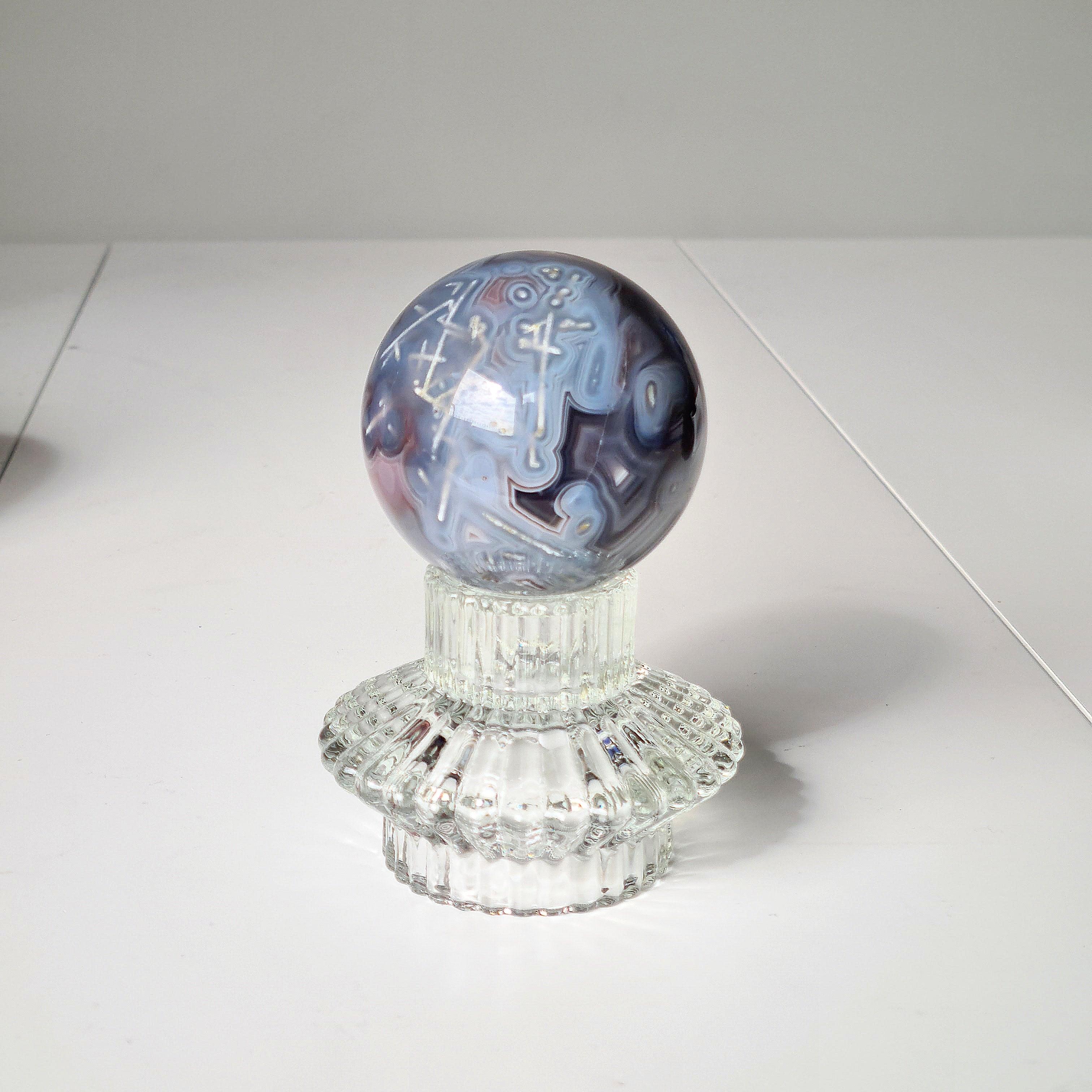 Swazi Agate Sphere with glass stand | B | 318 g | Appx 6.1 cm