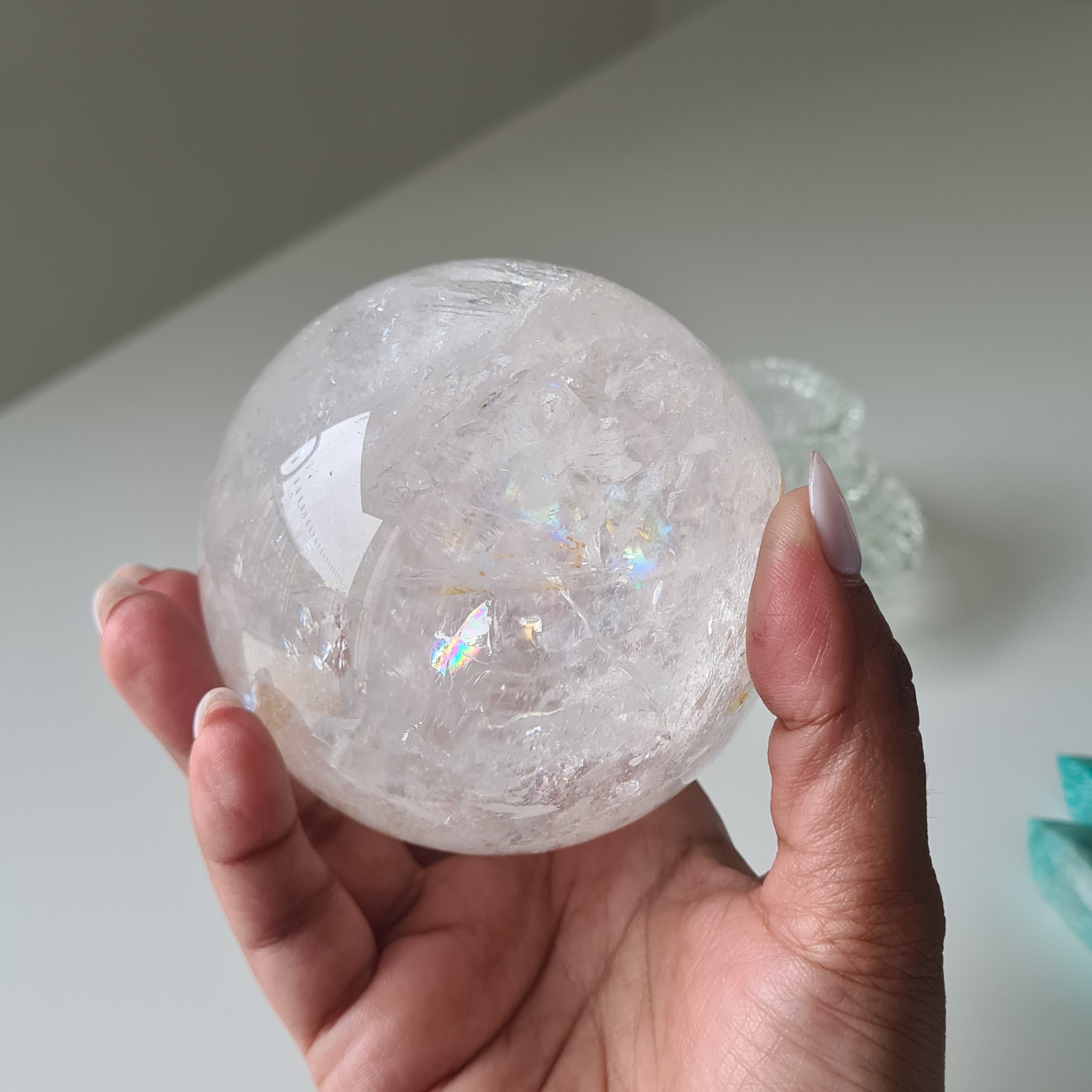 Clear Quartz Sphere With Stand | 7.4 Cm Sphere