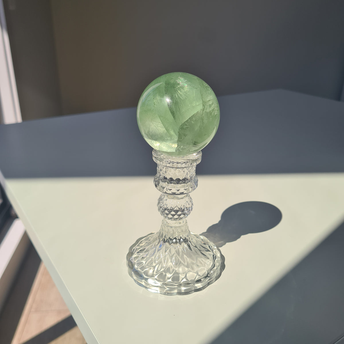 Fairy Dream Frozen Lake Fluorite Crystal Sphere With Stand | E