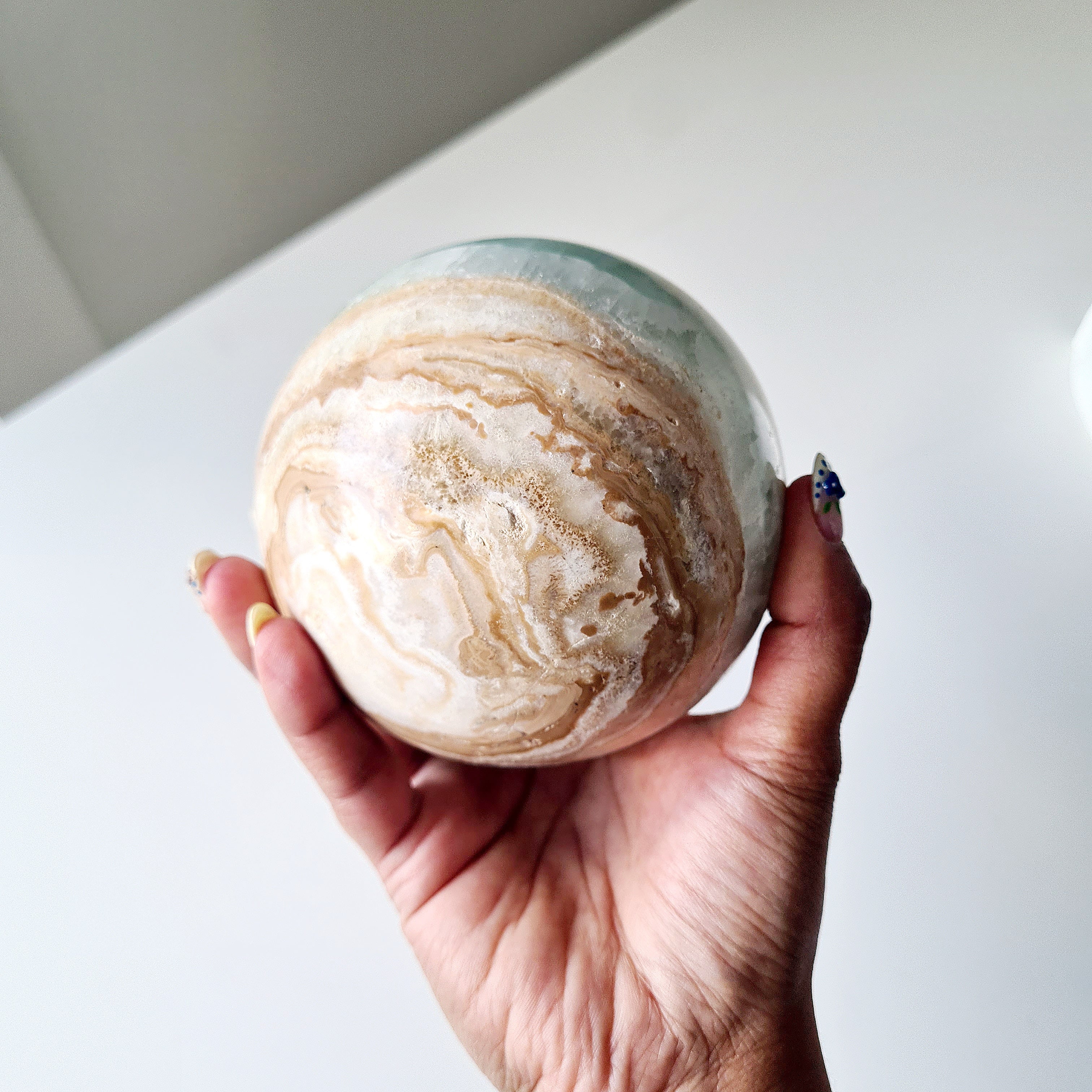 Carribean Calcite Sphere With Metal Stand | 9.6 cm | 1.4 kg