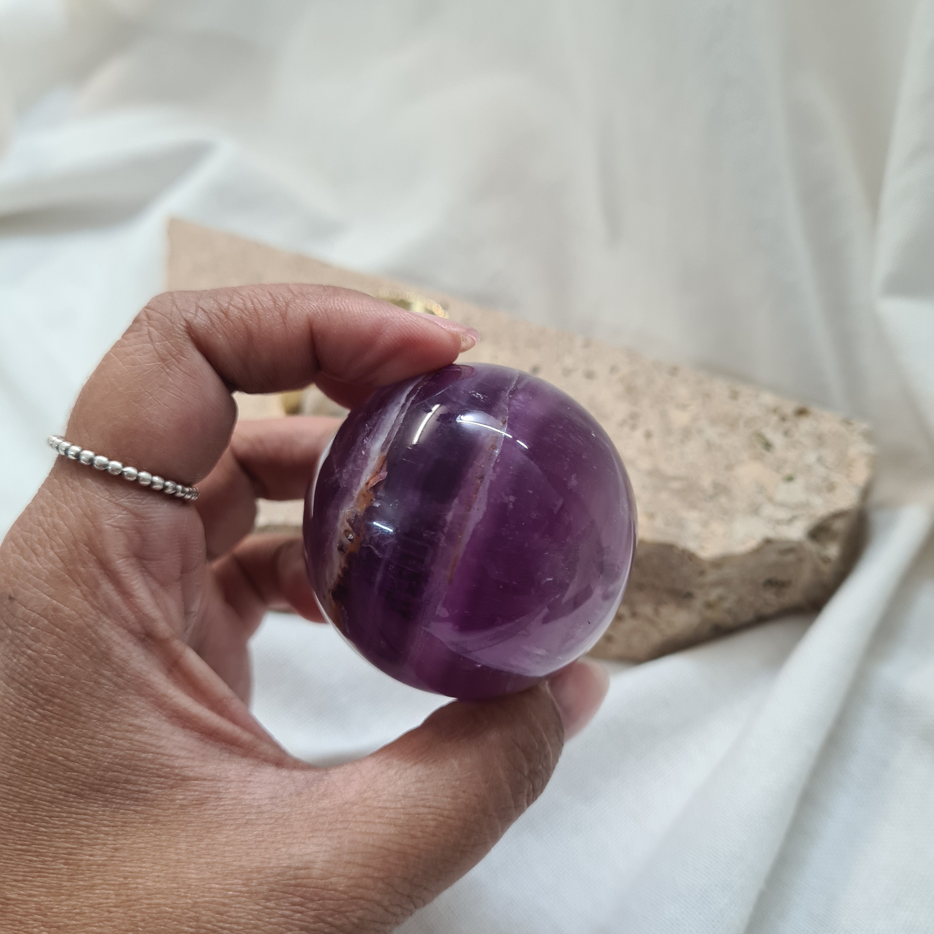 Purple Fluorite Sphere with brass stand | 182 g