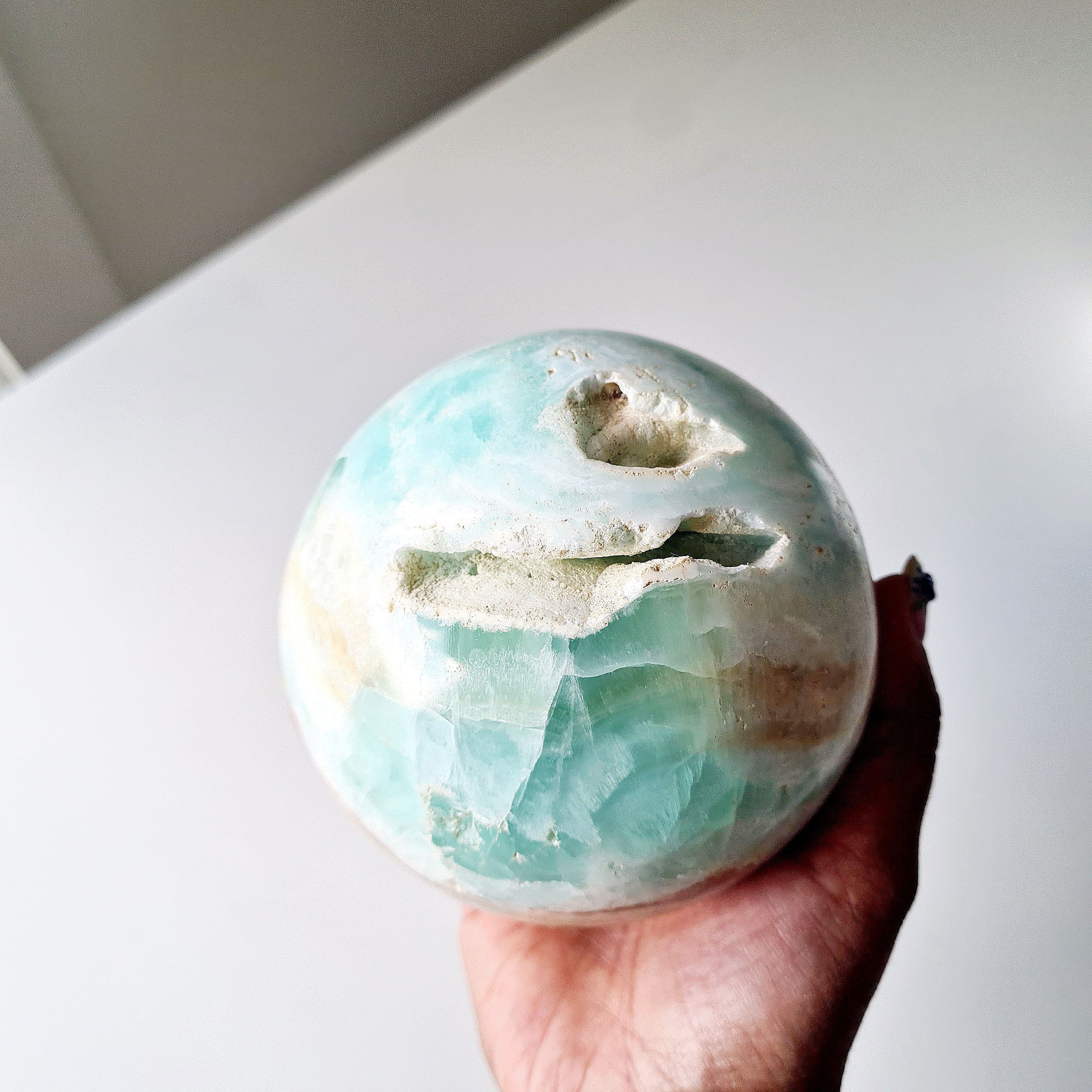 Carribean Calcite Sphere With Metal Stand | 9.6 cm | 1.4 kg