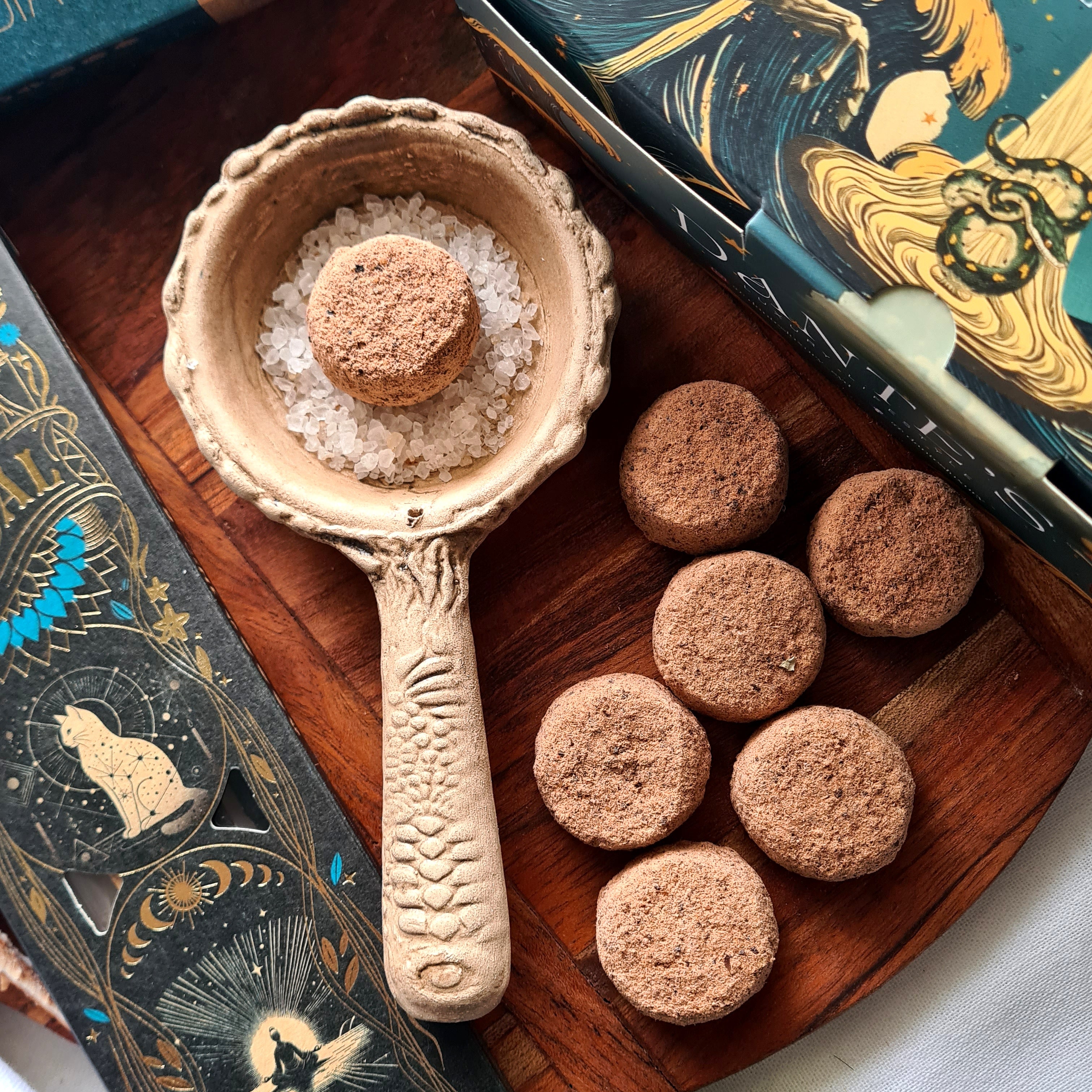 Manifest With Intention Ritual Kit – Manifestation Incense, Sandalwood & Frankincense Tablets & Handmade Burner