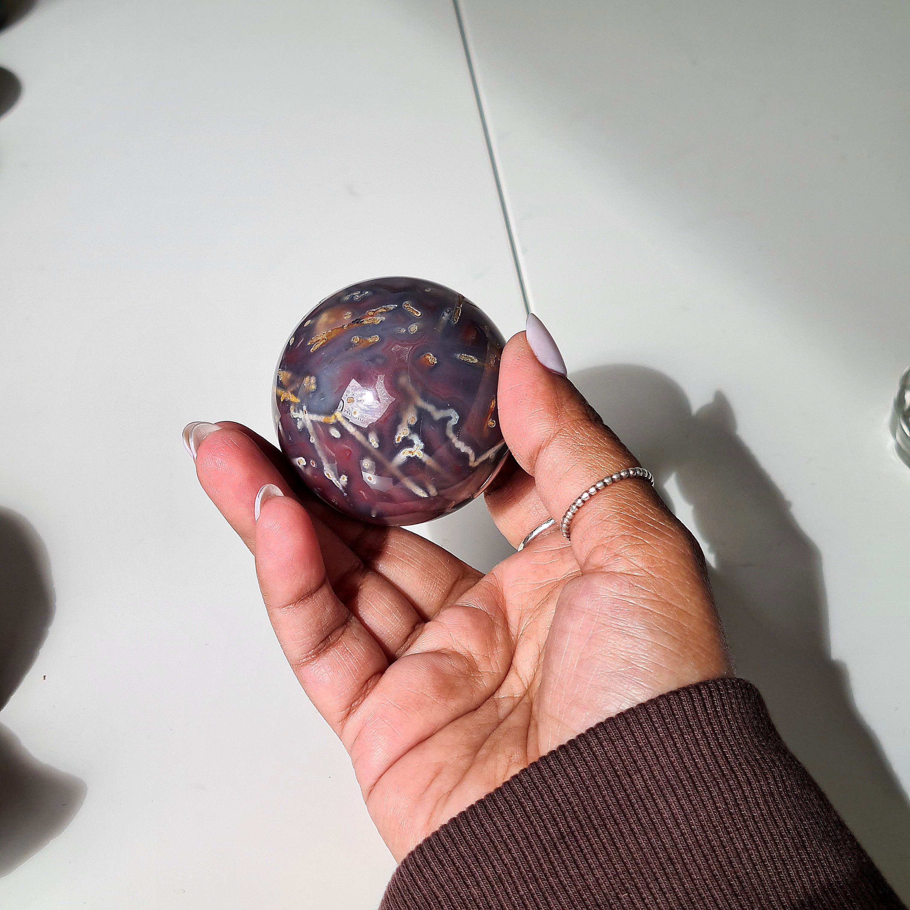 Swazi Agate Sphere with glass stand | F | 160 g | Appx 4.9 cm