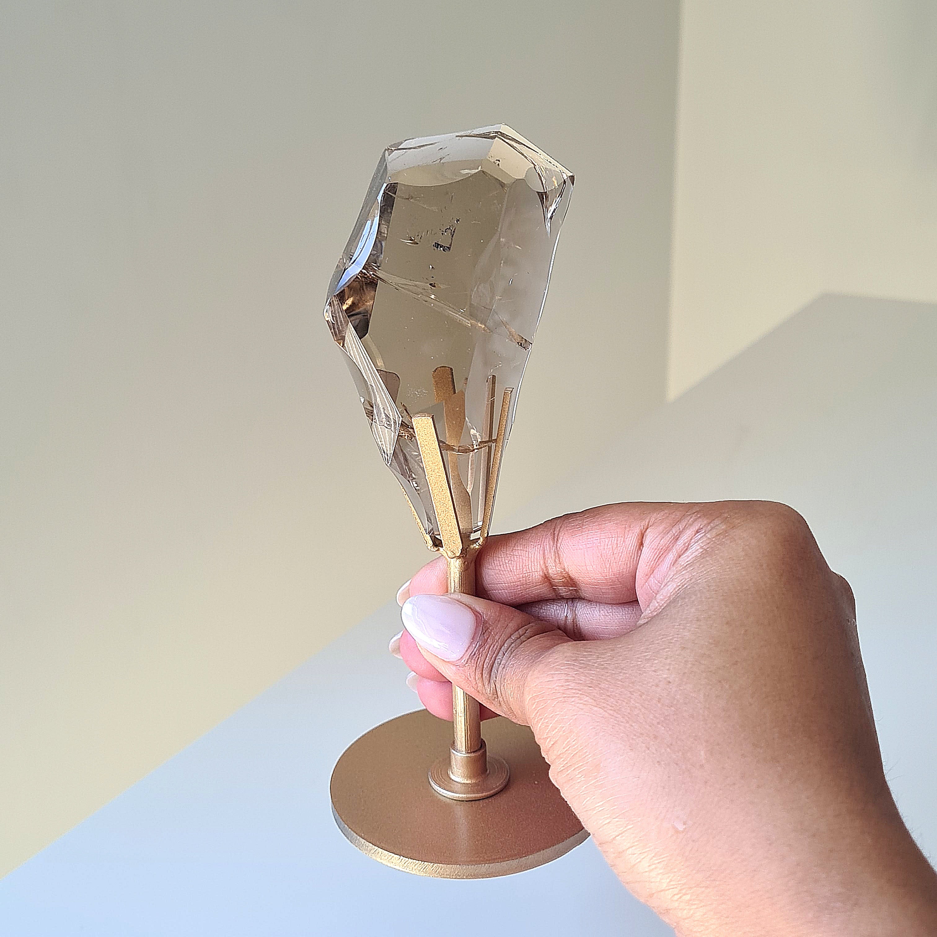 Gemmy Smokey Quartz on Custom Stand | Appx 7.8 cm gem