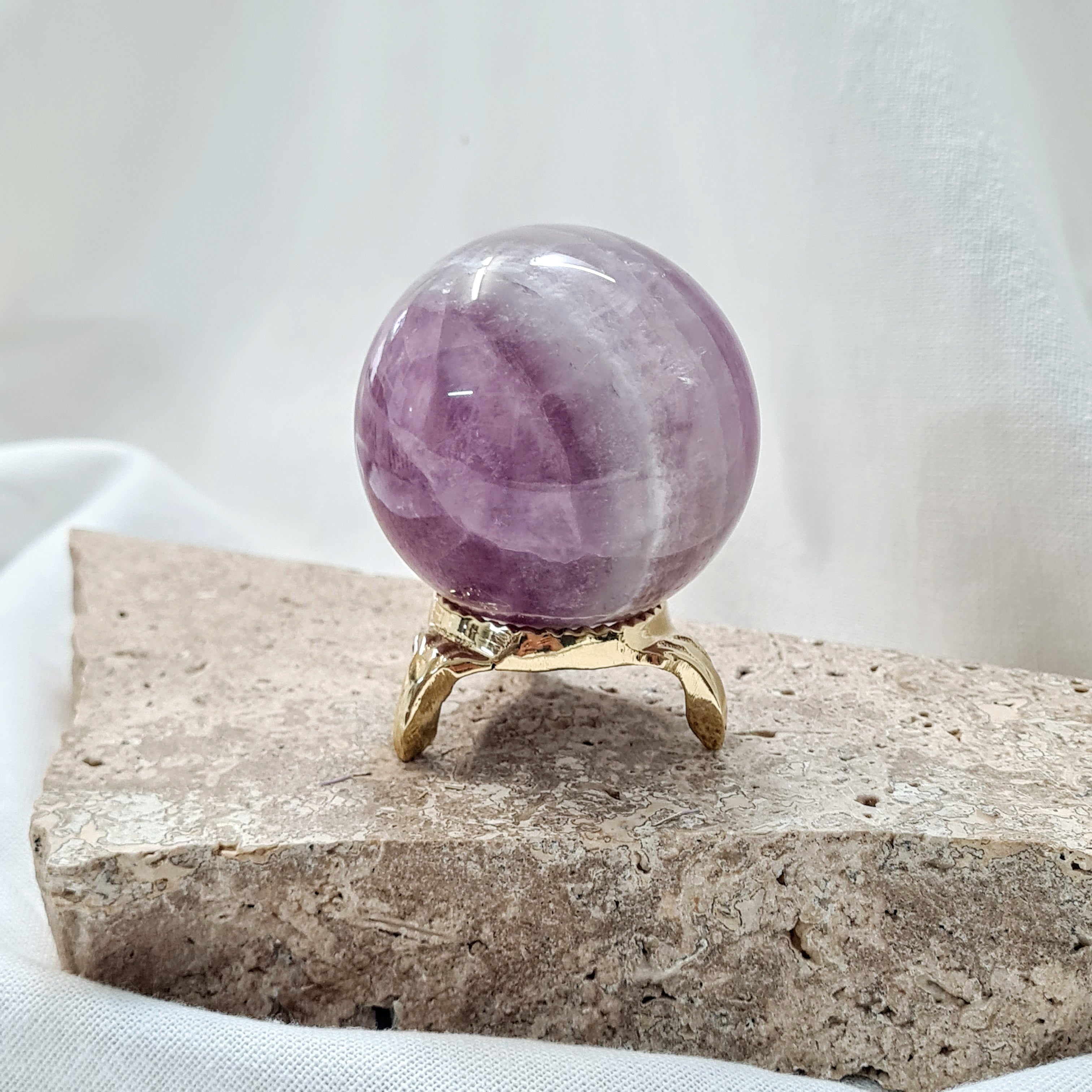 Lilac Fluorite Sphere with brass stand | 263 g