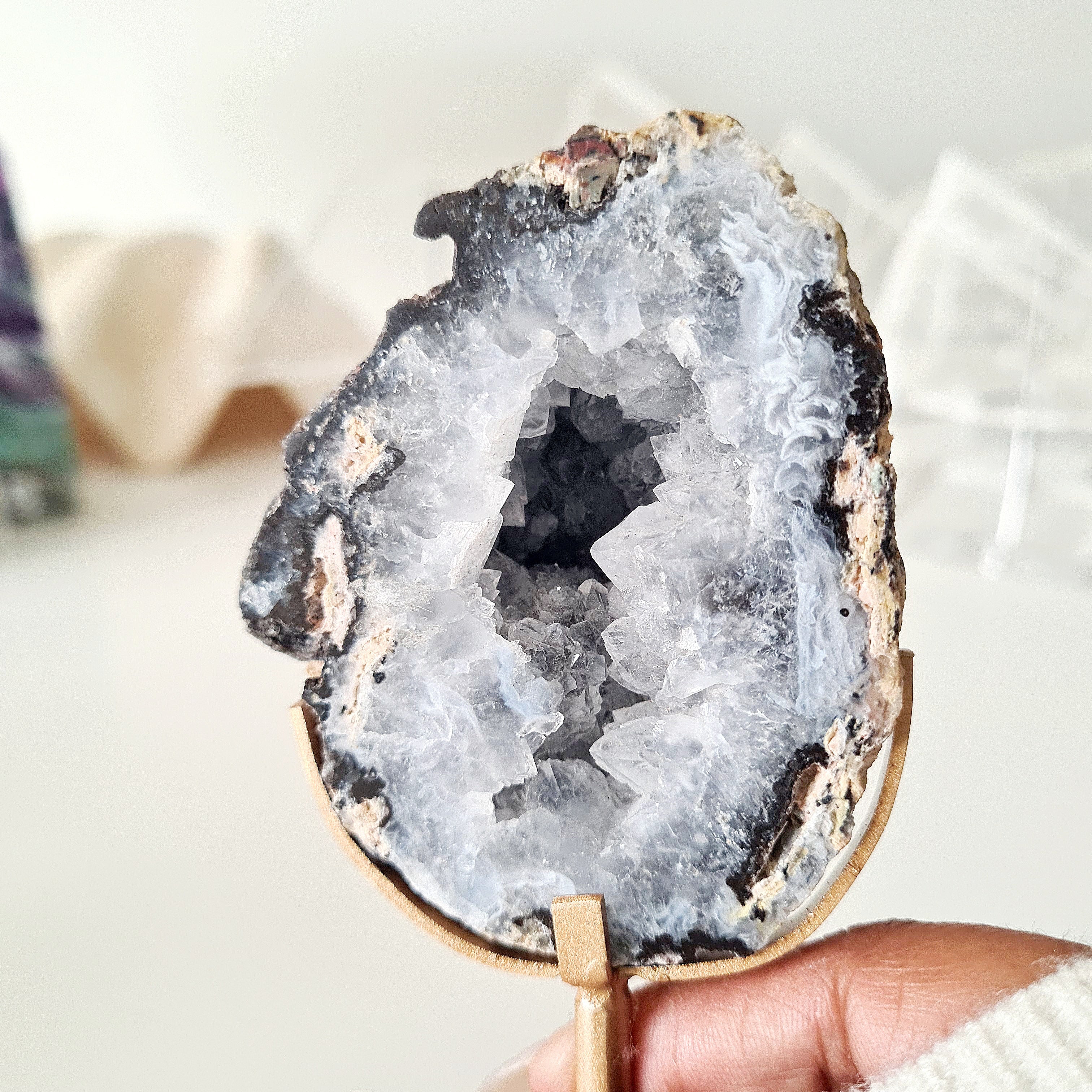 Natural Agate Geode On Stand | A