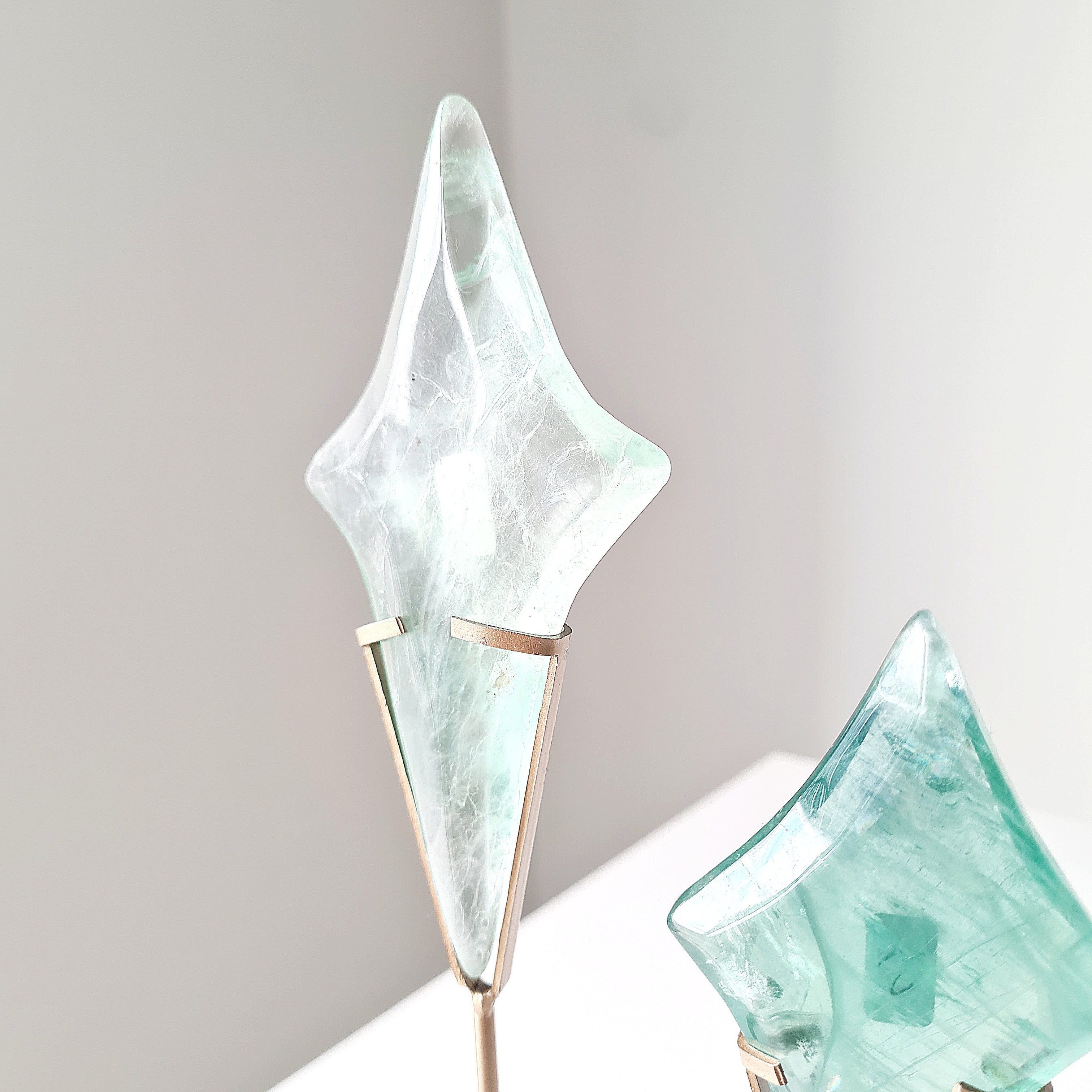Fairytale Fluorite Stars 🌟 On Stand | Apple Green in naked eyes | Appx 28 cm tall with stand