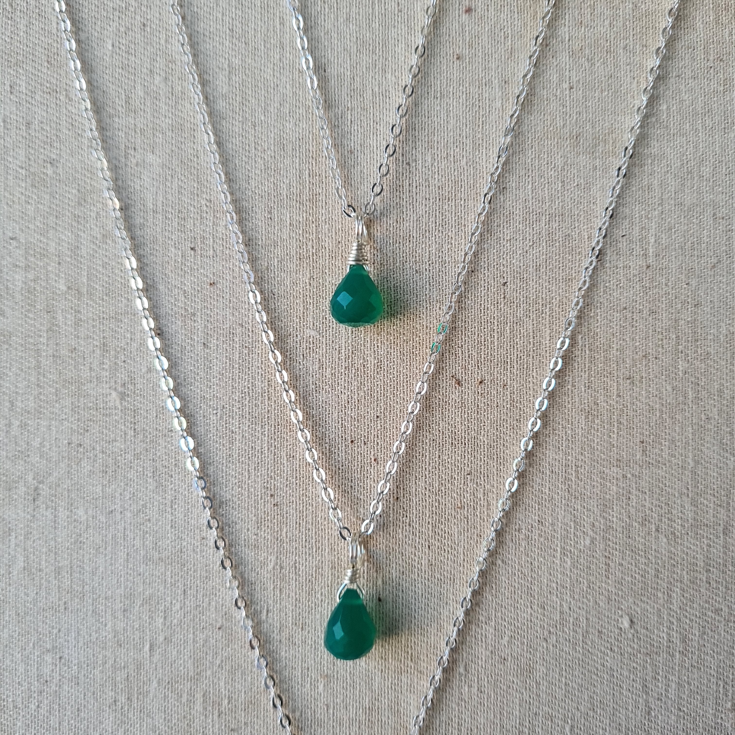 Green Onyx Necklace ~ Comfort (Silver)