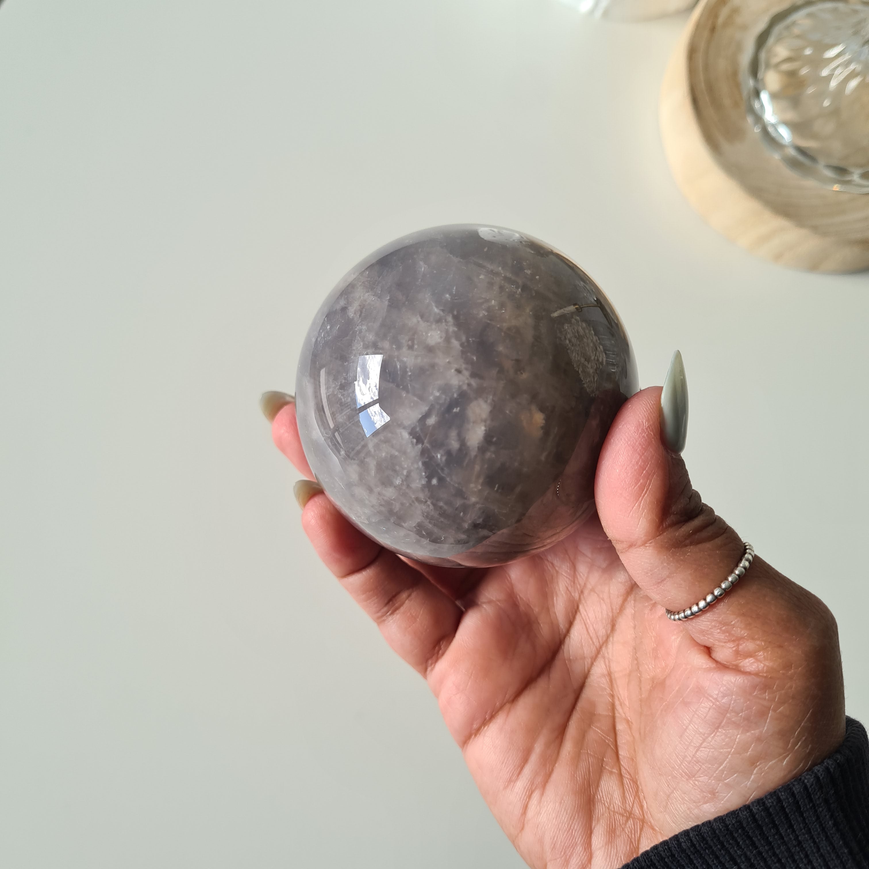 Blue Rose Quartz Sphere with stand | C | 430 g