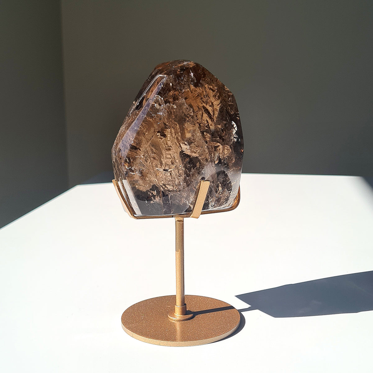 Smokey Quartz Crystal Polished Free Form | Custom Stand | 900 g | 9.3x8.3 cm crystal
