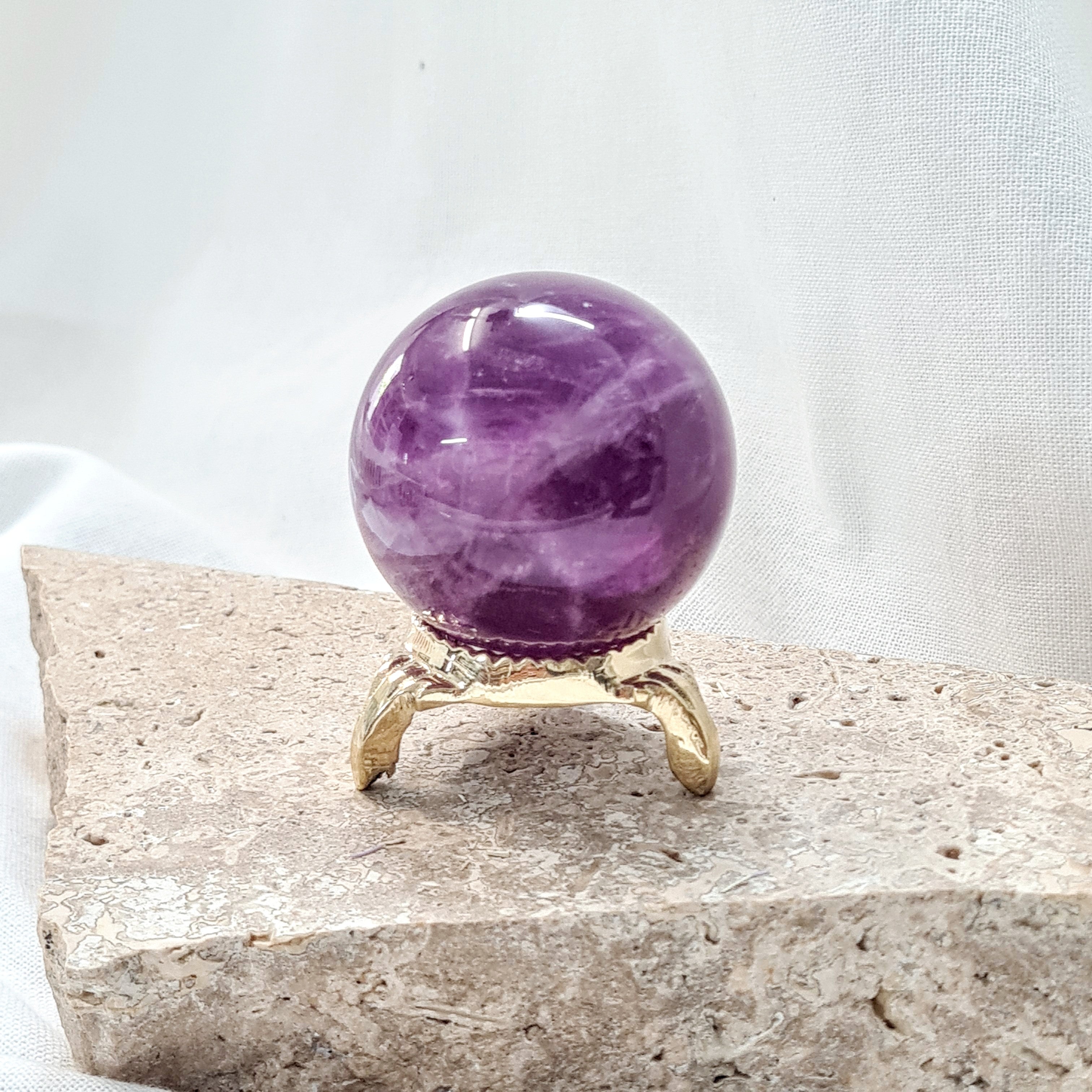 Purple Fluorite Sphere with brass stand | 182 g