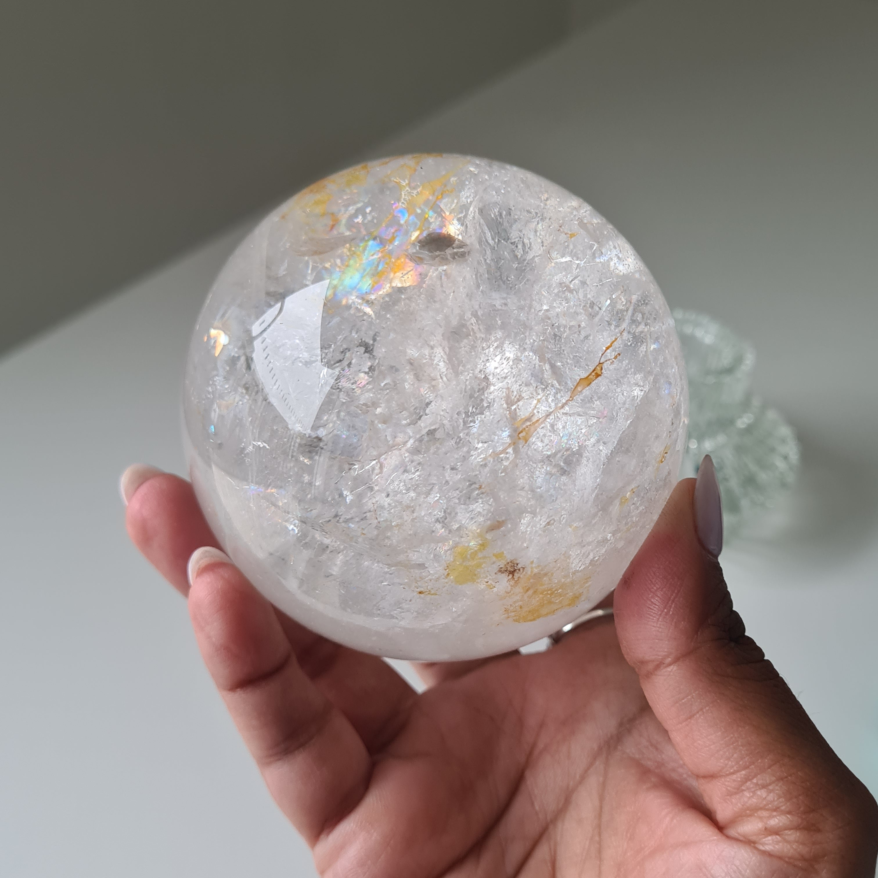 Clear Quartz Sphere With Stand | 7.4 Cm Sphere