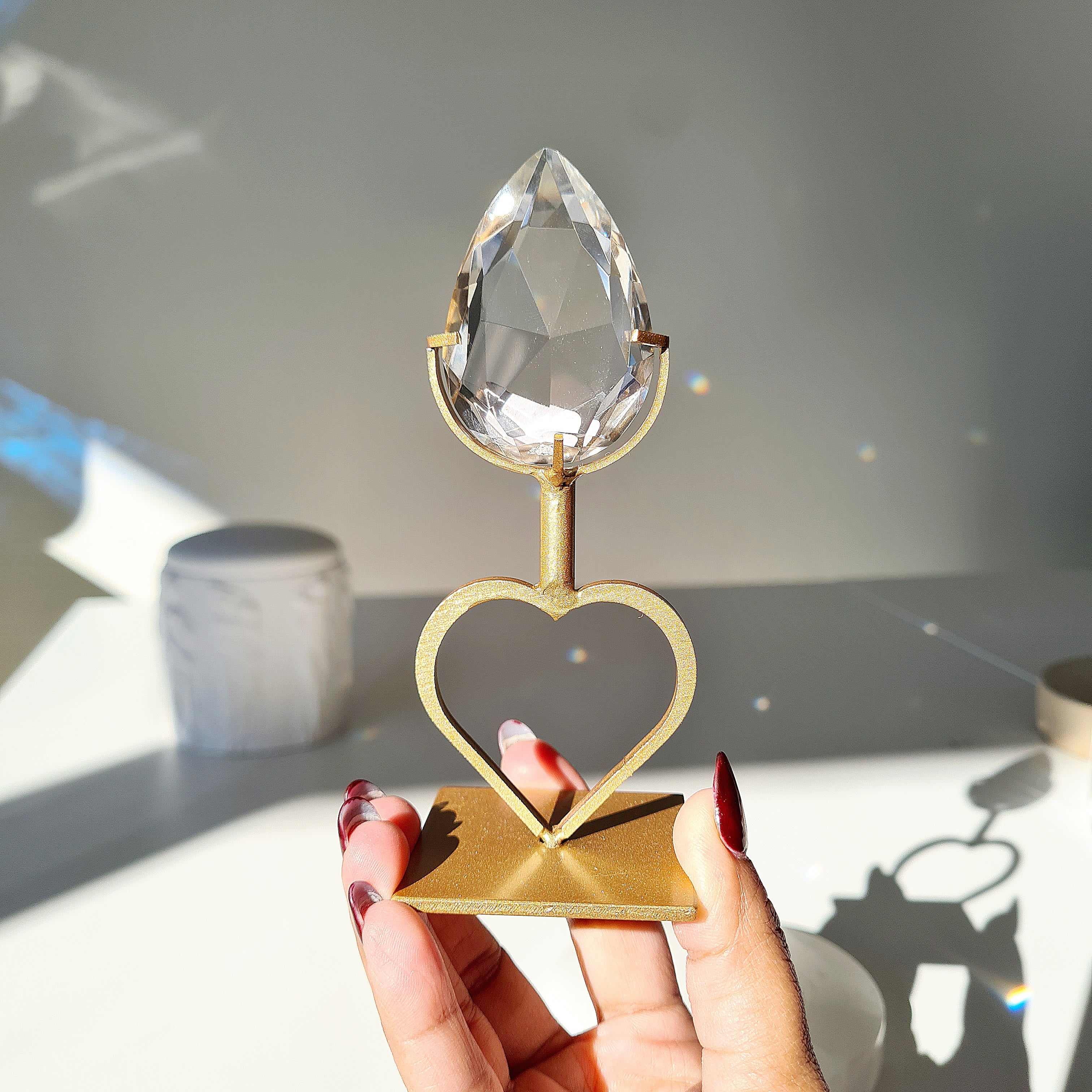 Heavenly Clear Quartz Faceted Gem | 12.1 cm including stand height