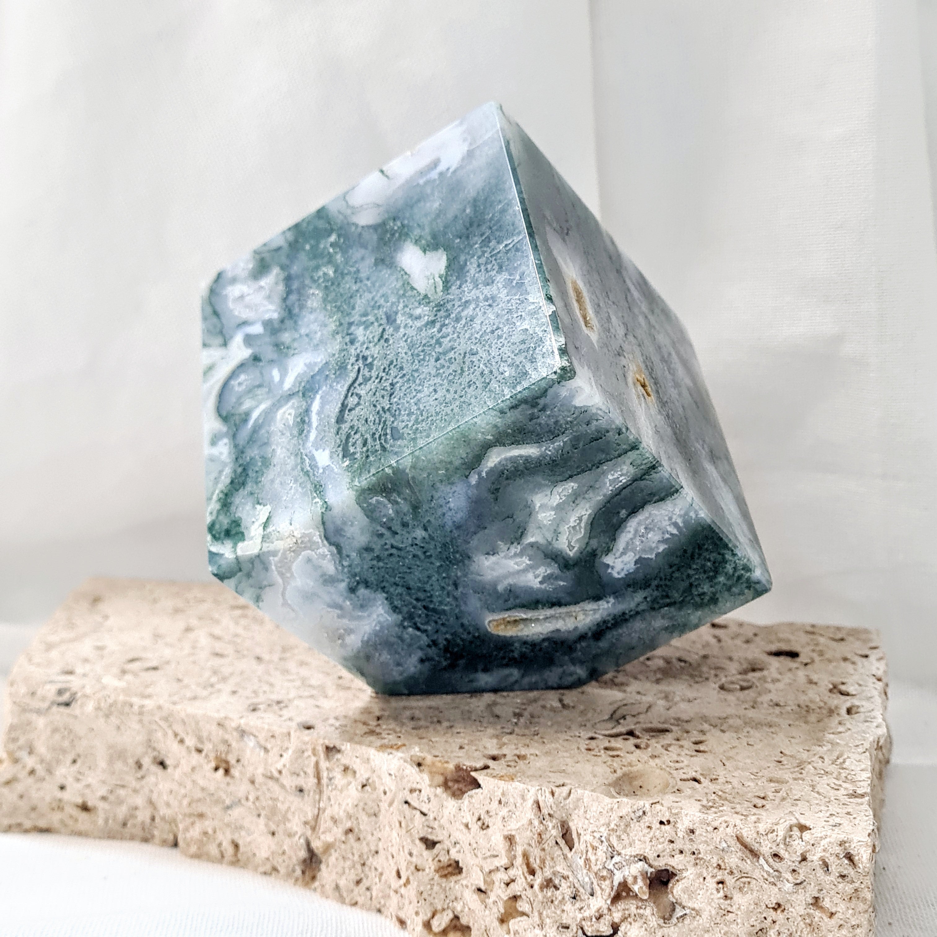 Moss Agate | Large cube